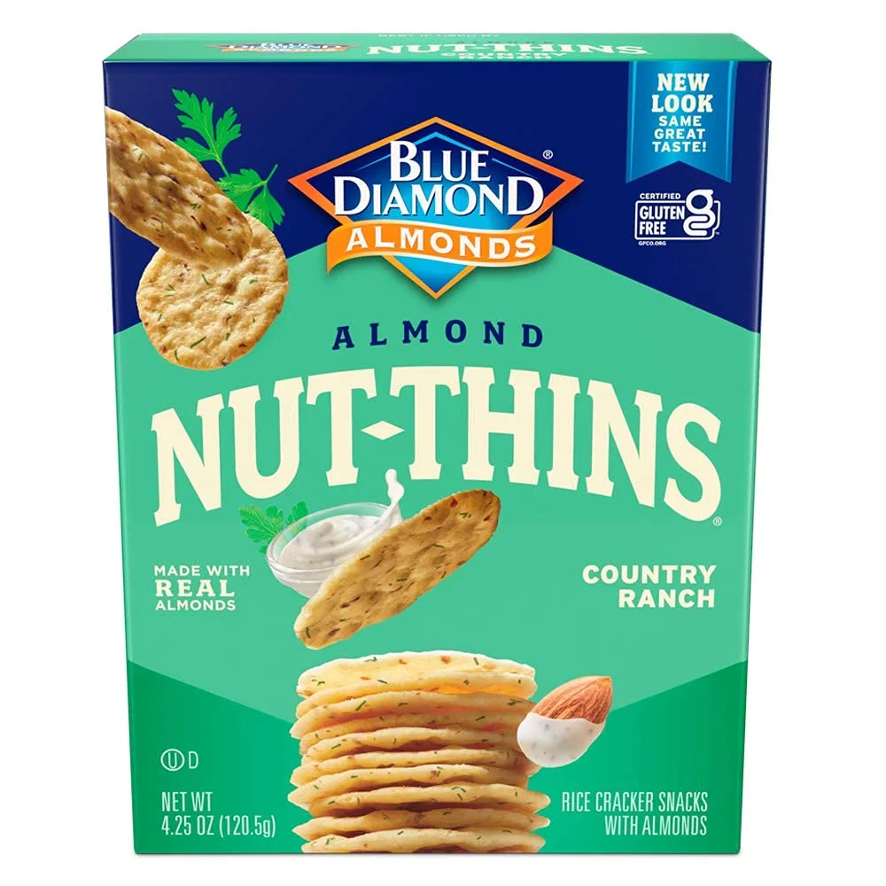 Blue Diamond Almond Nut Thins Cracker Crisps, Country Ranch, 4.25 Ounce