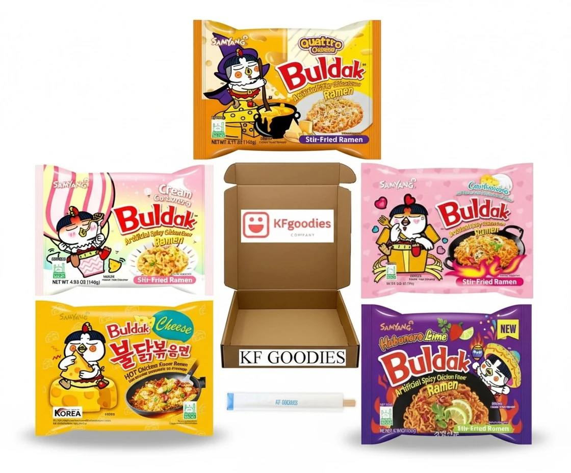 Samyang Buldak Hot Spicy Chicken Ramen Noodle Korean Stir-Fried Ramen (5, Carbonara, Cheese, Cream Carbonara, Habanero Lime & Quattro Cheese)