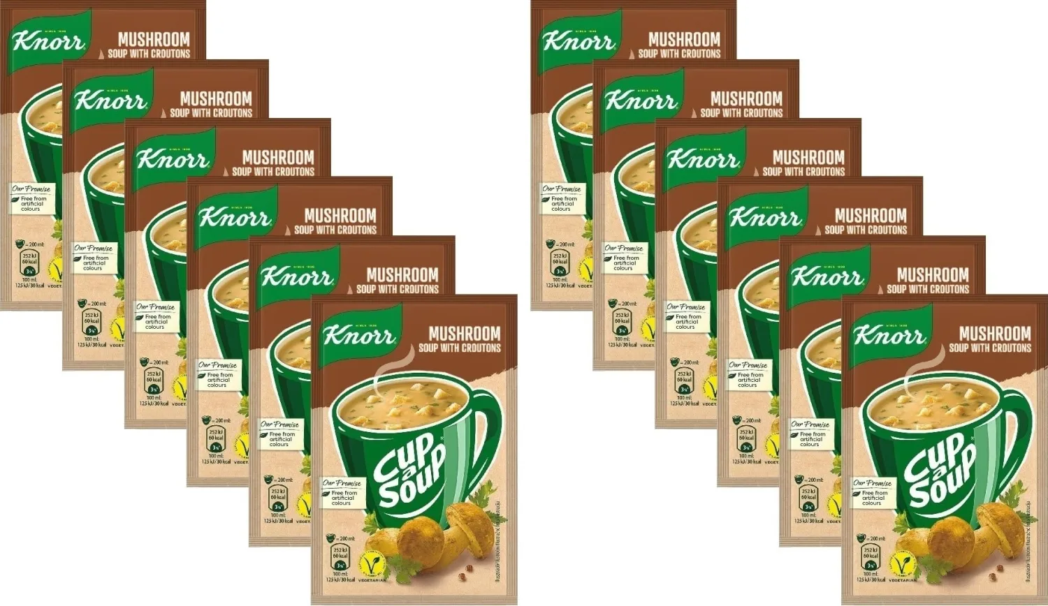 (Pack of 12) Knorr Cup a Soup Instant Mushroom Soup with Croutons 12x15g / 12x0.53 oz