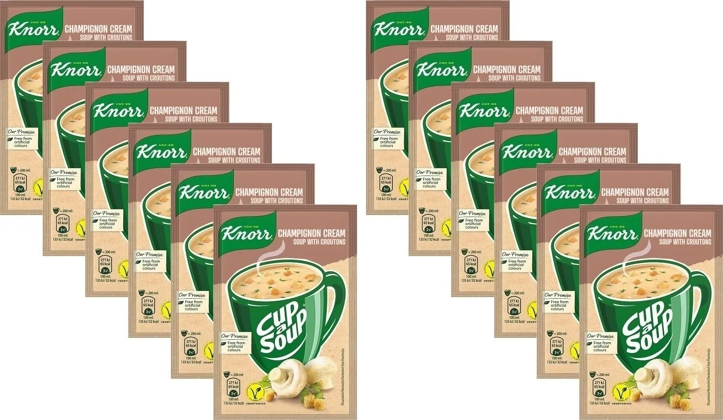 (Pack of 12) Knorr Cup a Soup Instant Champignon Cream Soup with Croutons 12x15g / 12x0.53 oz