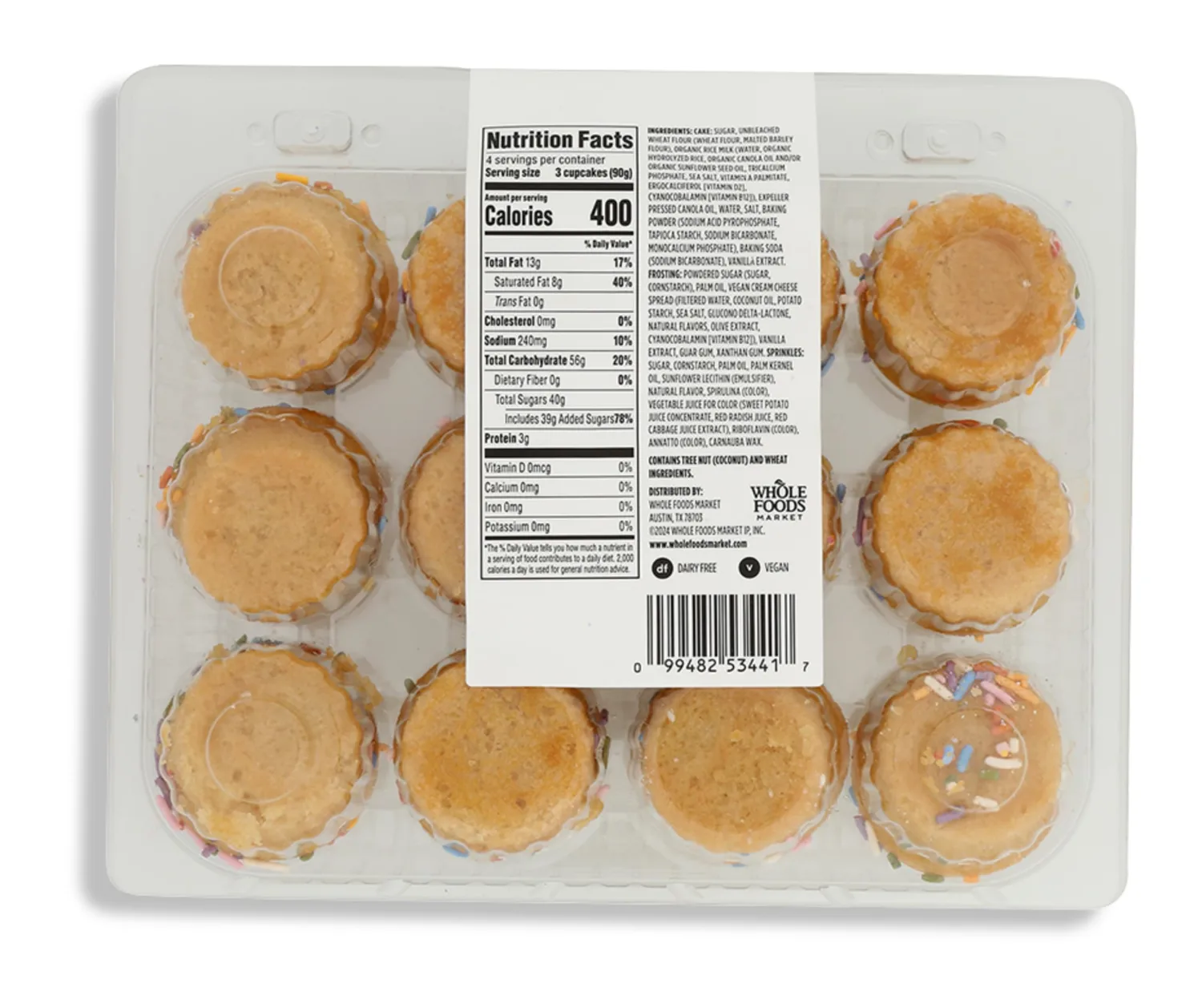 WHOLE FOODS KITCHENS Mini Vanilla Cupcakes 12pk, 12.5 OZ