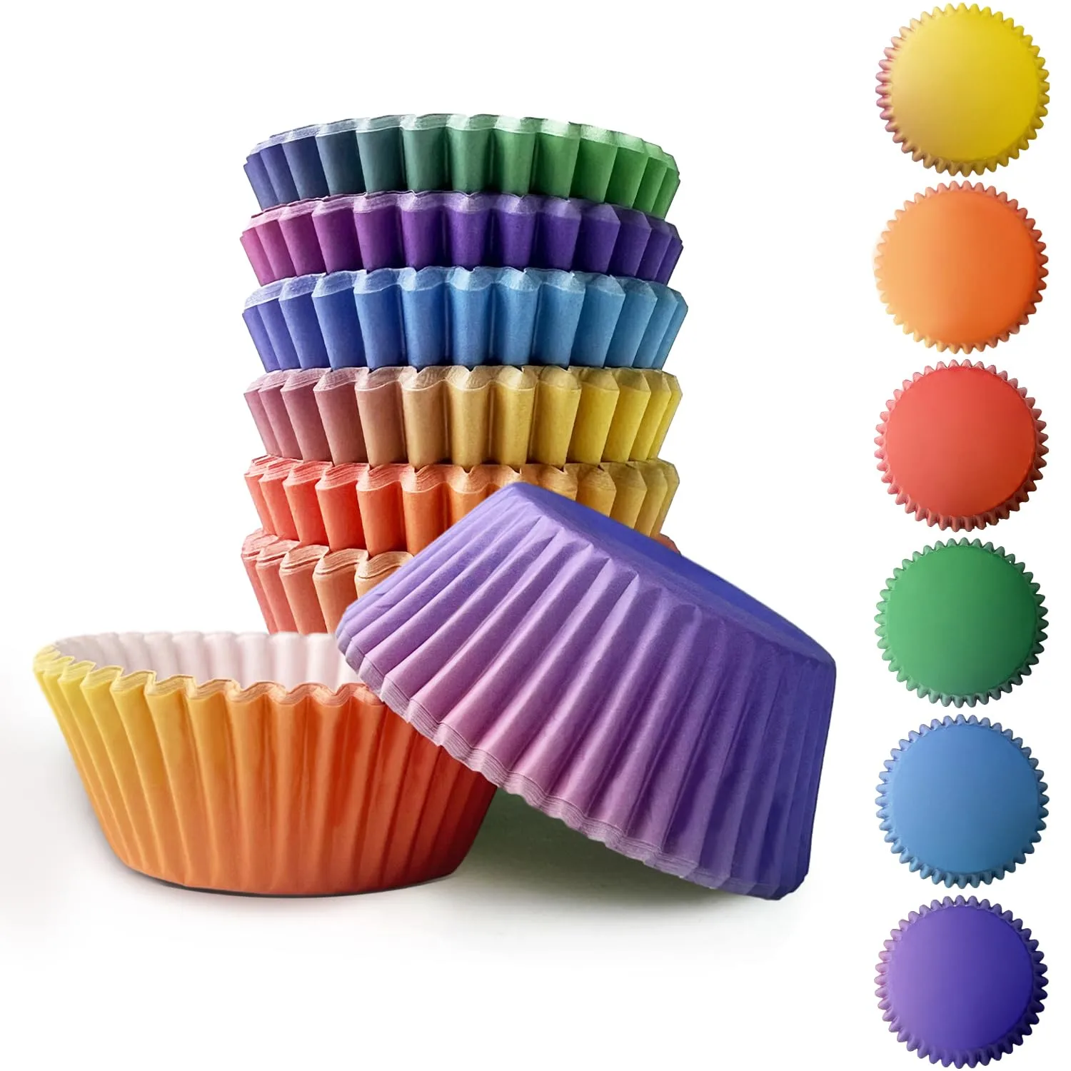 qiqee 300PCS Mini Gradient Cupcake Liners Cupcake Cups 6 Designs Orange Purple Gradient Cupcake Papers Baking Cups Cupcake Wrappers (Small Size)