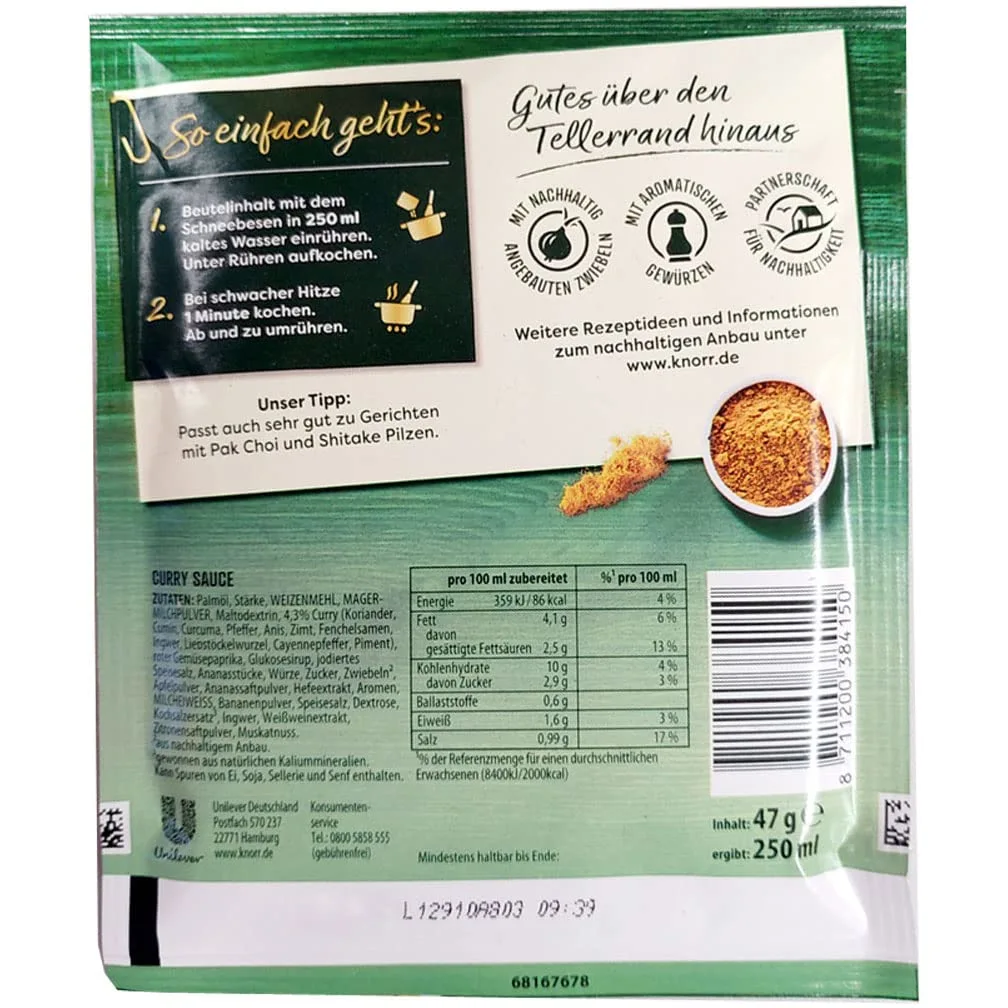 Knorr - Gourmet Curry Sauce (Feinschmecker Curry Sauce) | Total Weight 47 Grams
