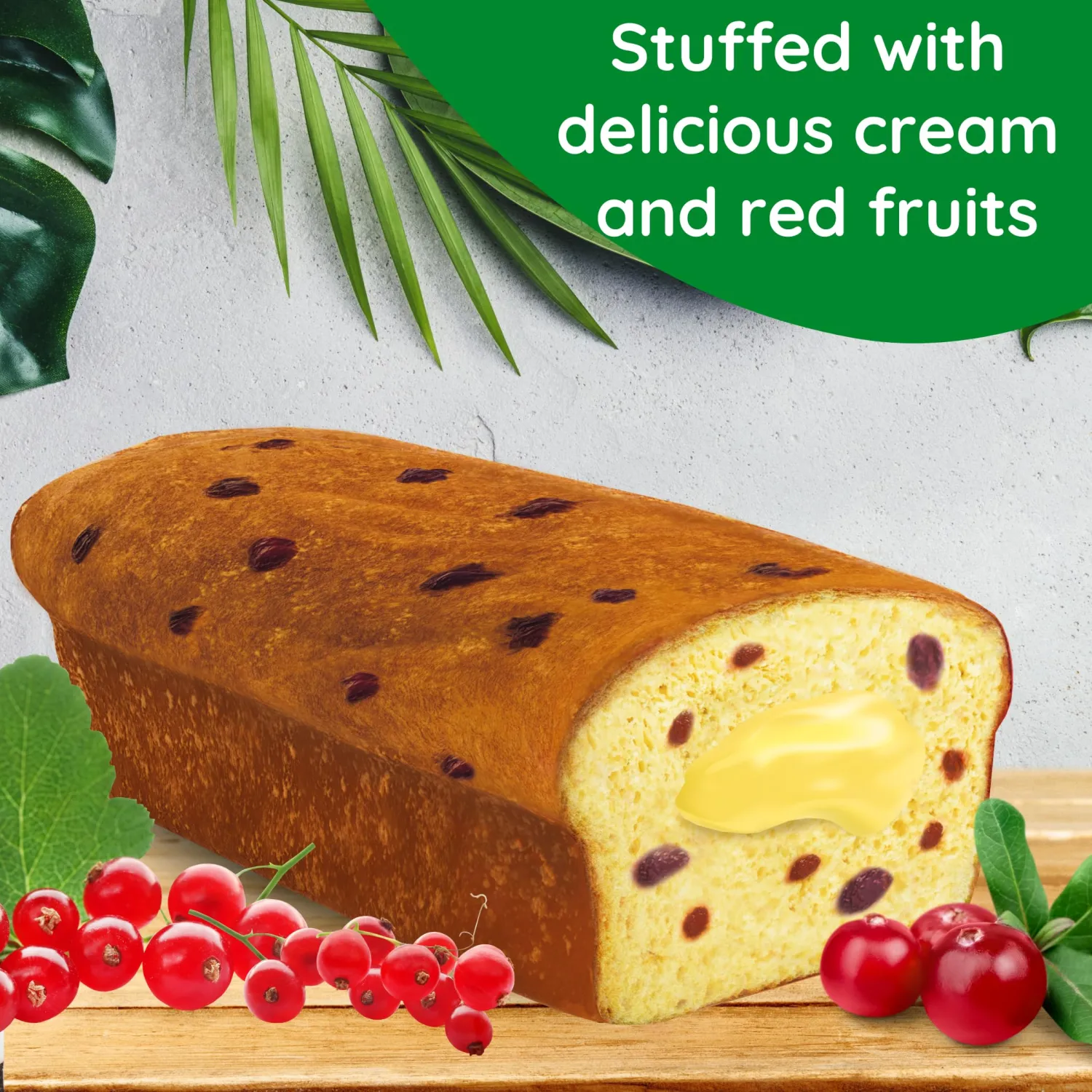 PlantCake - 14.11 oz, Vegan Pound Cake - Plant-Based and Dairy-free Vegan Dessert, Made in Italy, with Sourdough - Italian Green Bakery (14.1 Ounce (Pack of 1), Cream and Berries)