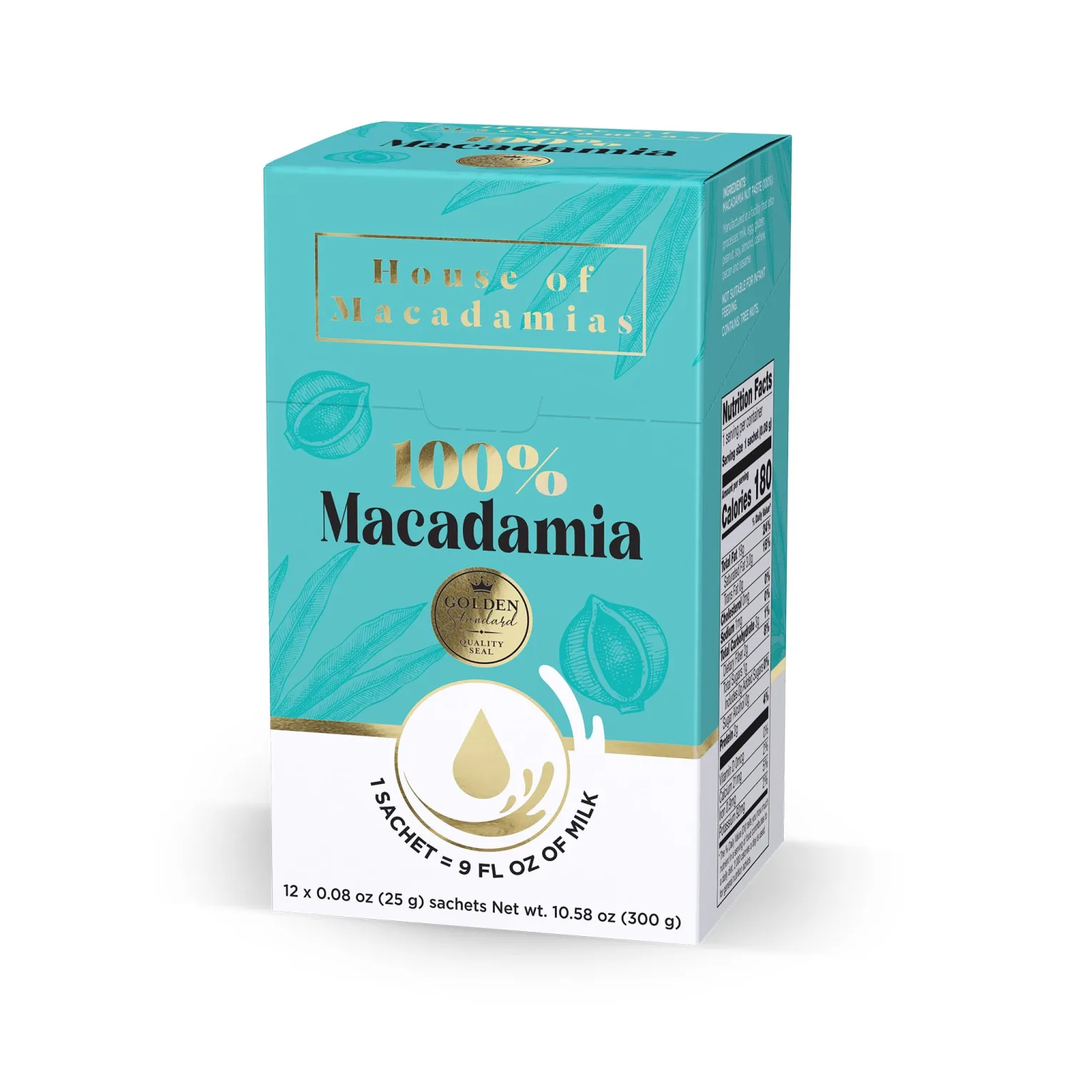 House of Macadamias 100% Macadamia Nut Milk Creamer, Lactose Free Milk, Dairy Free Milk, Vegan, Gluten Free, Soy Free, Unsweetened, Keto Friendly, 12 x 0.88oz
