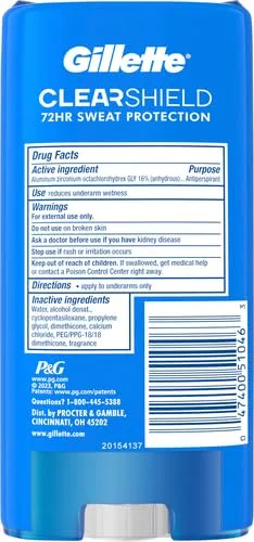 Gillette Antiperspirant and Deodorant for Men, 72hr Sweat & Odor Protection, Long Lasting Freshness, Anti-White Mark Technology, Clear Gel, Power Rush Scent, 3.8 oz (Pack of 2)