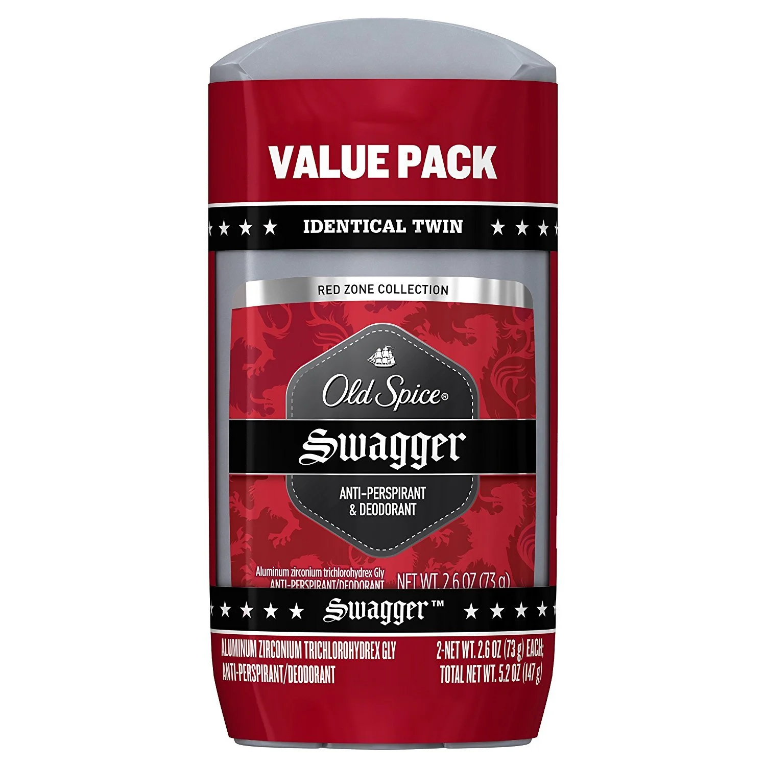 Old Spice Antiperspirant Deodorant for Men, 24/7 Sweat & Odor Protection, 24/7 Lasting Freshness, Invisible Solid, Swagger with Cedarwood Scent, 2.6 oz (Pack of 2)