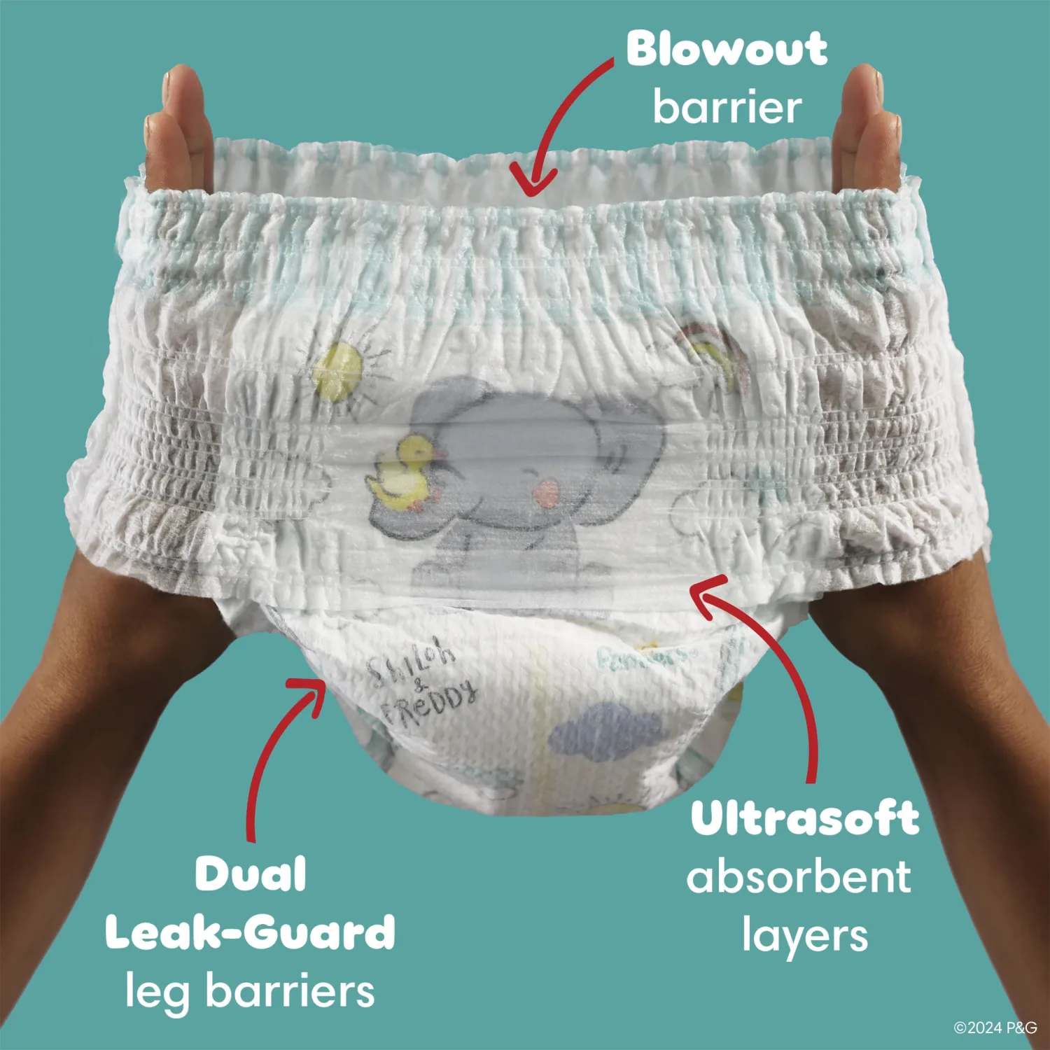 Pampers Swaddlers 360 Pull-On Diapers, Size 4 (16-28 lbs), 19 Count, for up to 100% Leakproof Skin Protection