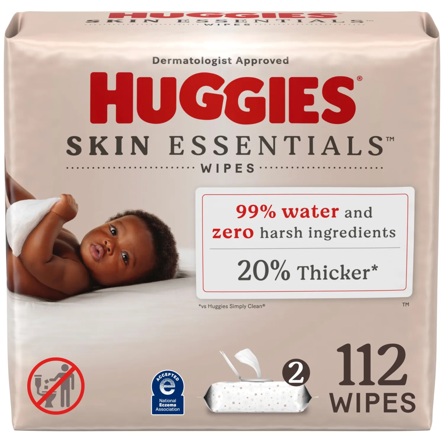 Huggies Skin Essentials Baby Wipes, Hypoallergenic, 99% Water, 6 Flip Top Packs (336 Wipes Total)