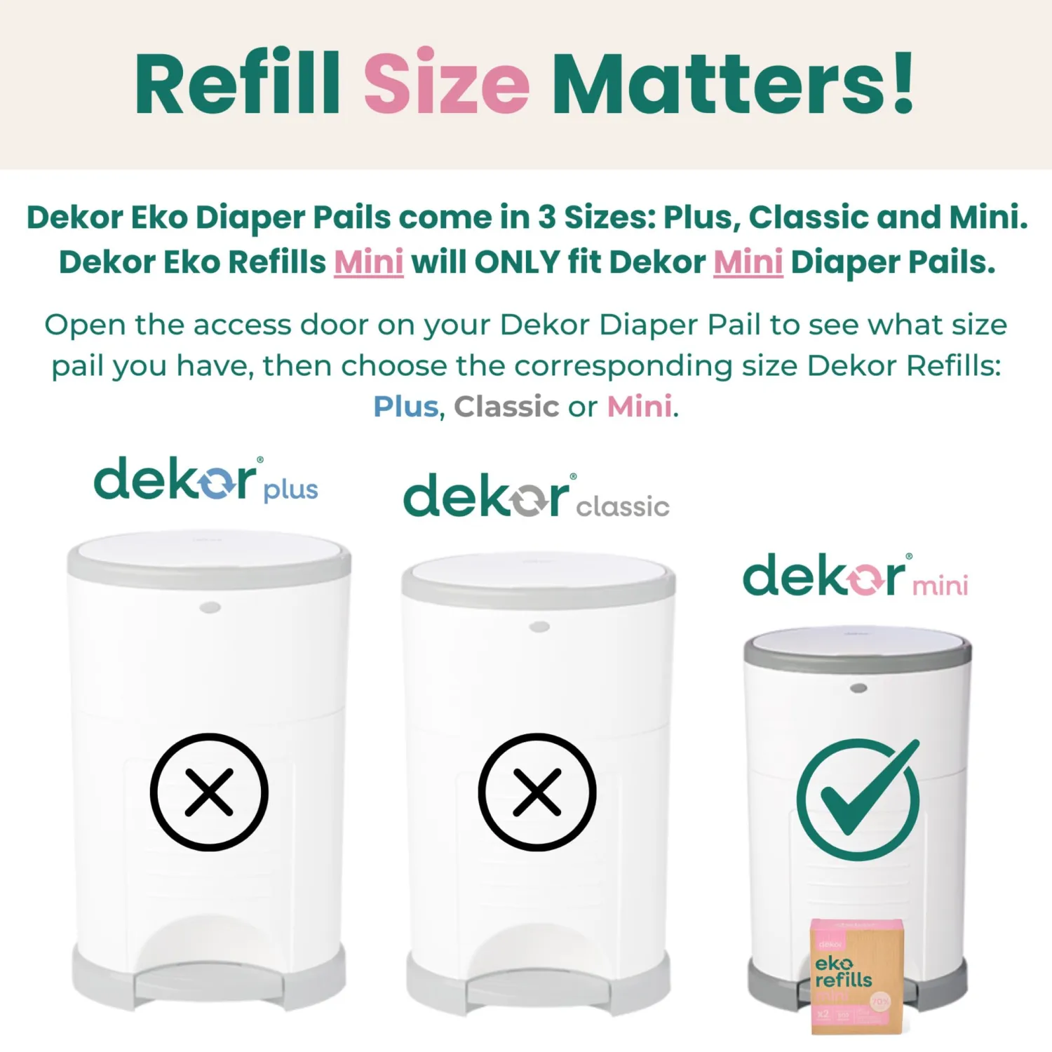 Diaper Dekor Eko Mini Refills, 2 Count | ONLY Eco-Friendly Diaper Pail Refills Made With 70% Recycled Materials | Quicker, Easier & More Cost Effective than Trash Bags | Unscented