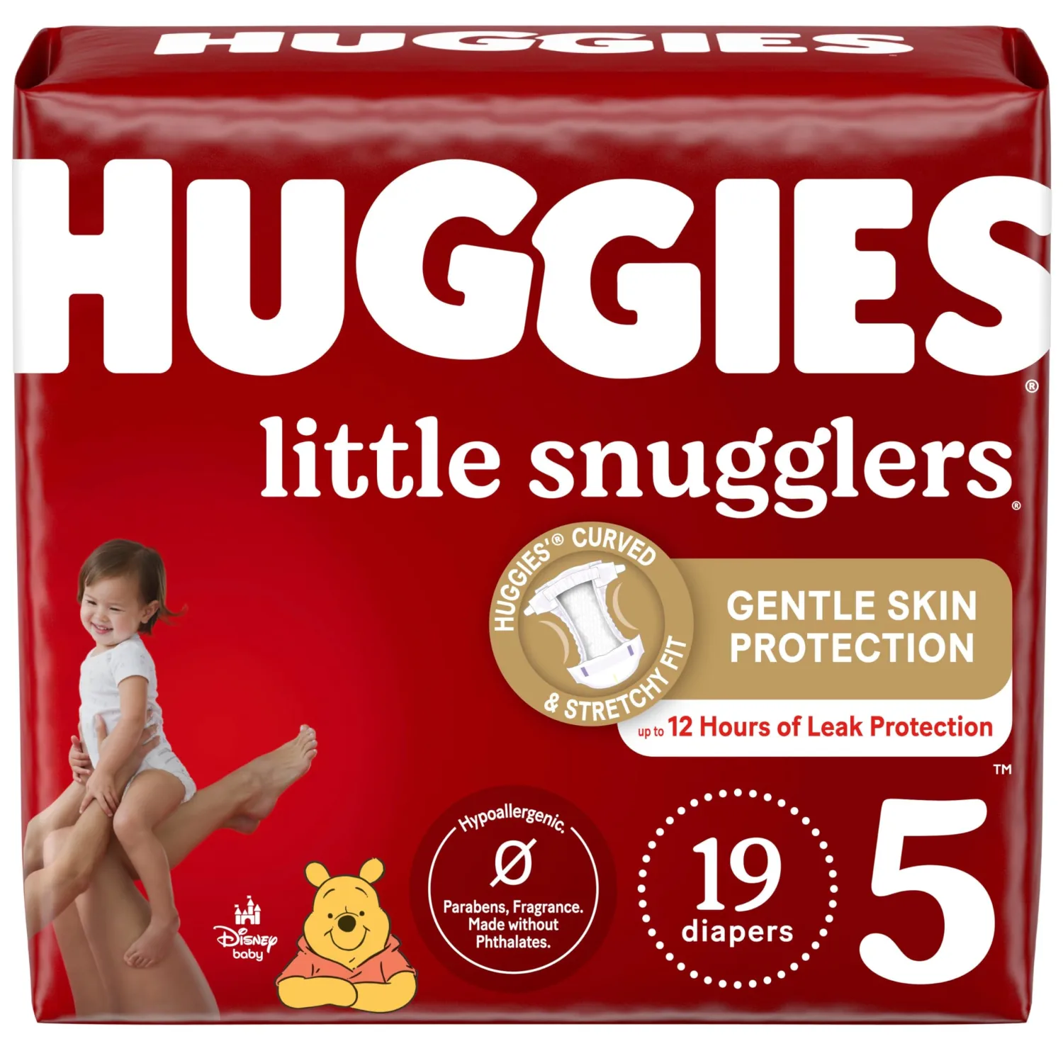 Huggies Little Snugglers Baby Diapers, Size 5 (27+ lb.), Jumbo Pack, 19 Count (Packaging May Vary)