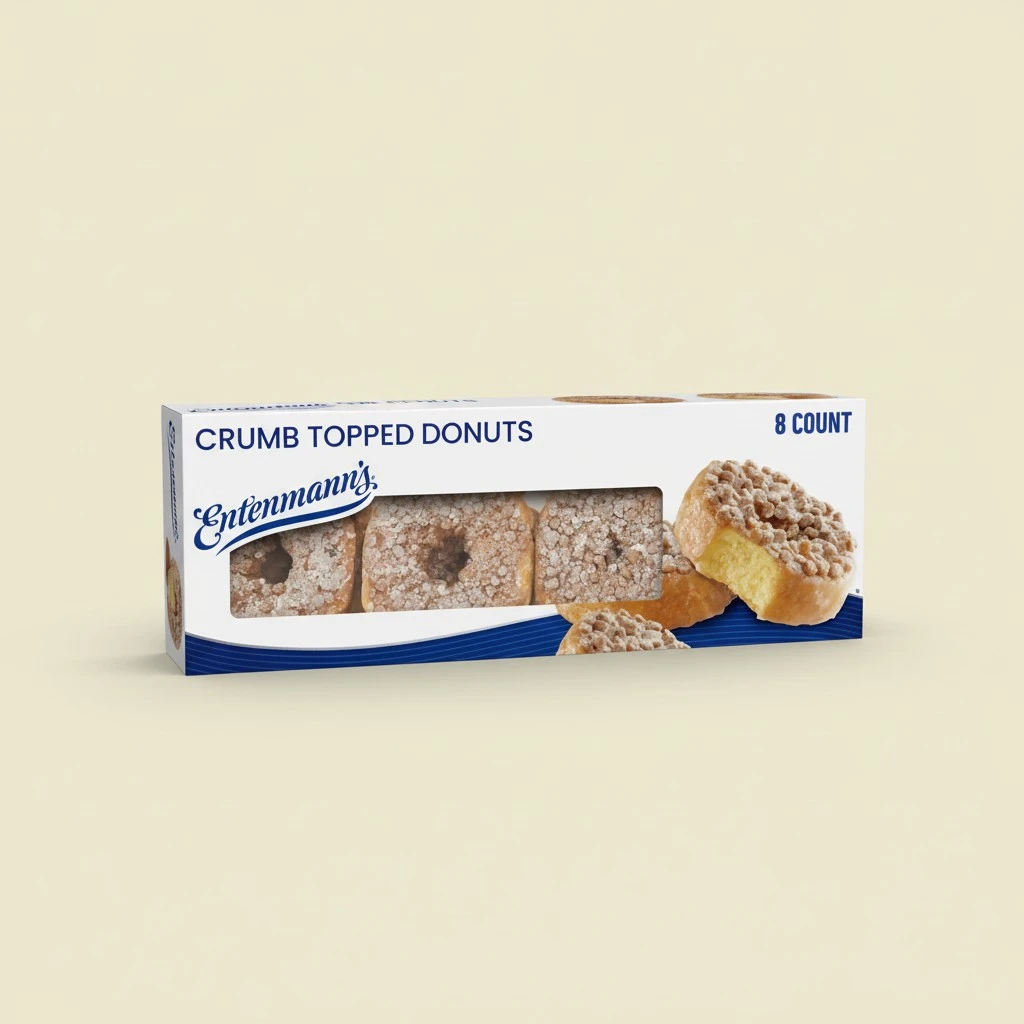 Entenmanns Crumb Topped Donuts, 8 count, Glazed Donuts, 15.5 oz Box