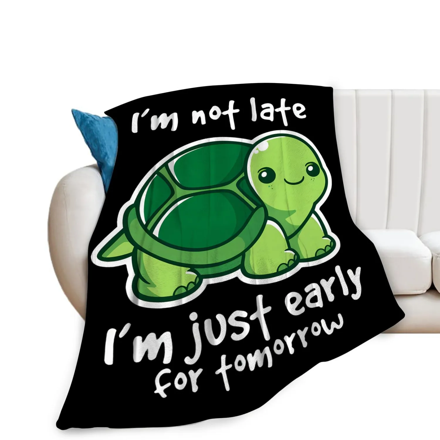 Soft Warm Cozy Green Turtle Throw Blanket - Fuzzy Plush Fleece Lightweight Flannel Blankets - Sea Turtle Stuff Decor Gift for Adults & Kids - 50"x40"