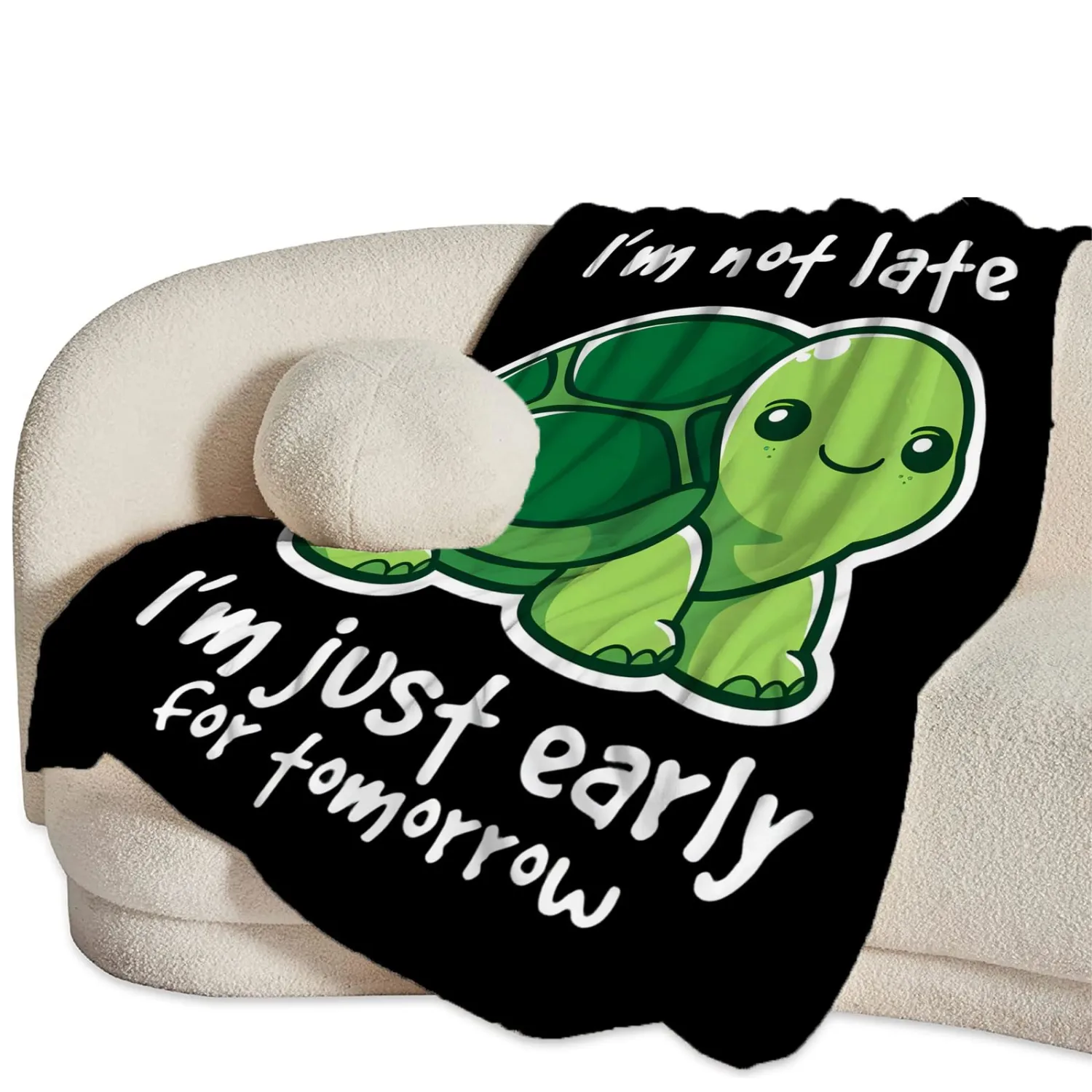 Soft Warm Cozy Green Turtle Throw Blanket - Fuzzy Plush Fleece Lightweight Flannel Blankets - Sea Turtle Stuff Decor Gift for Adults & Kids - 50"x40"
