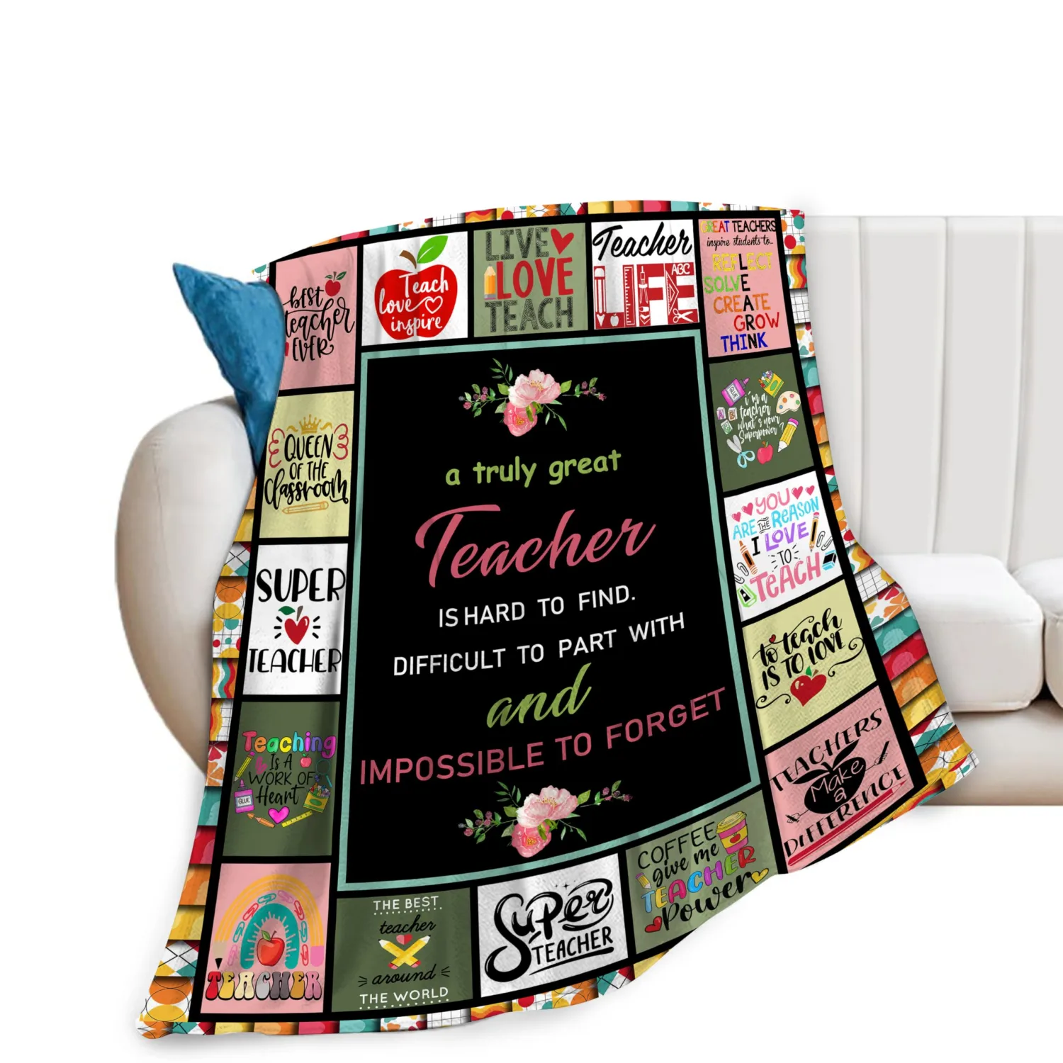 Teacher Gifts for Women Men Teacher Blanket Ultra Soft Cozy Fleece Teachers Day Graduation Retirement Gift Throw Blankets Fuzzy Plush Bedding Blanket Teacher Appreciation Gifts 50"x40"