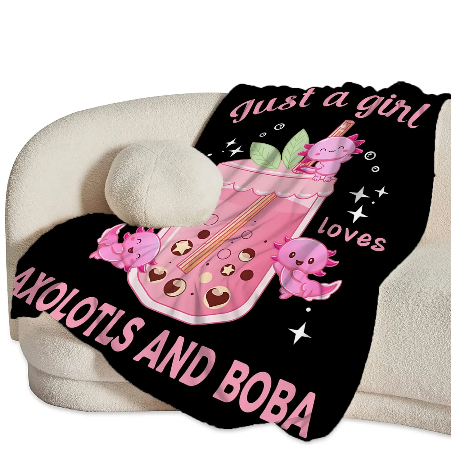 Axolotl Blanket Soft Warm Cozy Just A Girl Who Loves Axolotls Throw Blanket Fuzzy Plush Fleece Lightweight Flannel Blankets Axolotl Stuff Decor Gift for Adult Women Men Girl Boy 50"x40"