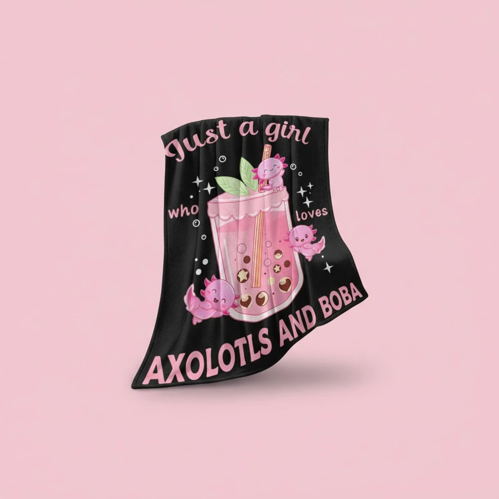 Axolotl Blanket Soft Warm Cozy Just A Girl Who Loves Axolotls Throw Blanket Fuzzy Plush Fleece Lightweight Flannel Blankets Axolotl Stuff Decor Gift for Adult Women Men Girl Boy 50"x40"