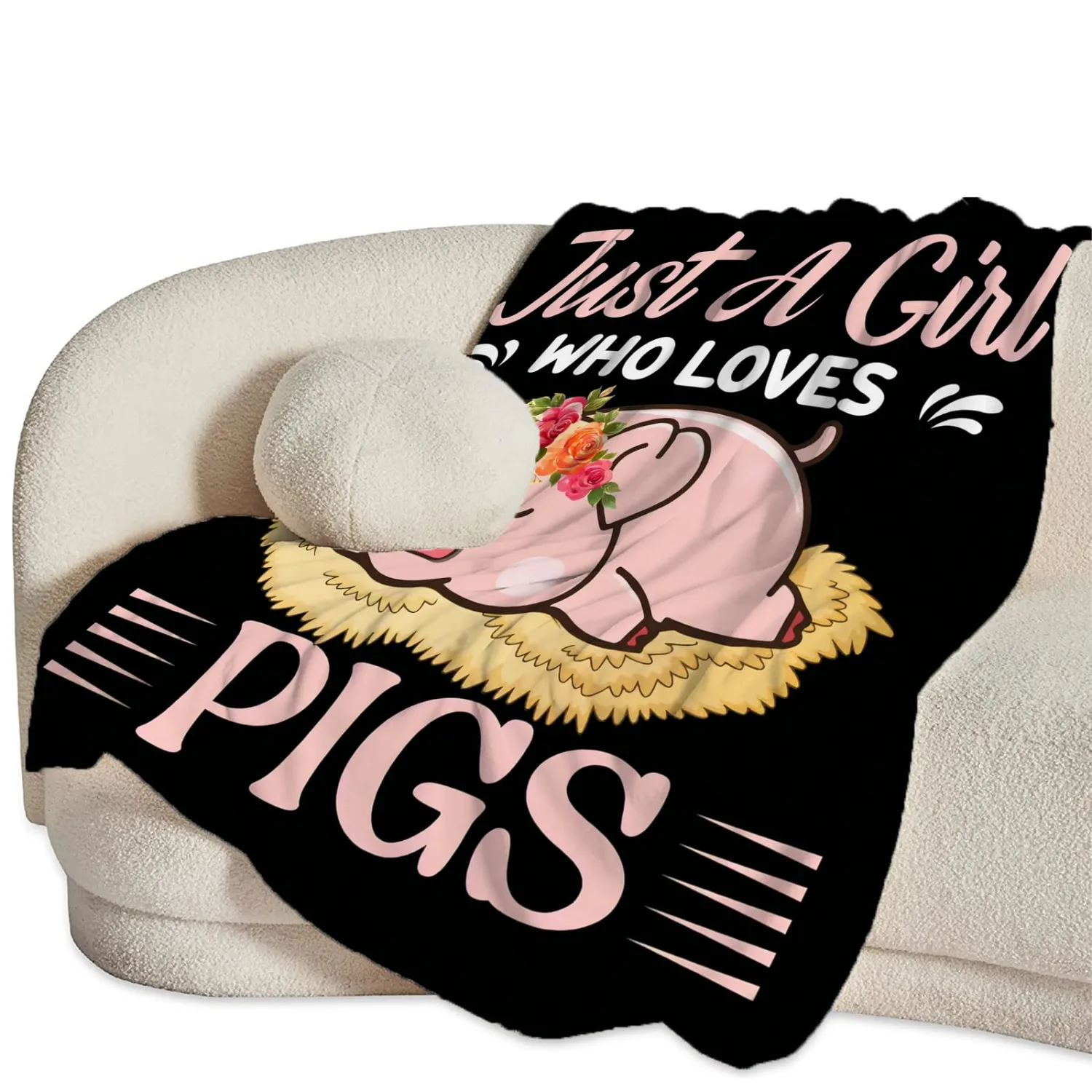 Just A Girl Who Loves Pigs Blanket Soft Warm Cozy Sleep Pig Throw Blanket Fuzzy Plush Fleece Lightweight Flannel Blankets Pig Stuff Decor Gift for Adult Women Men Girl Boy 50"x40"