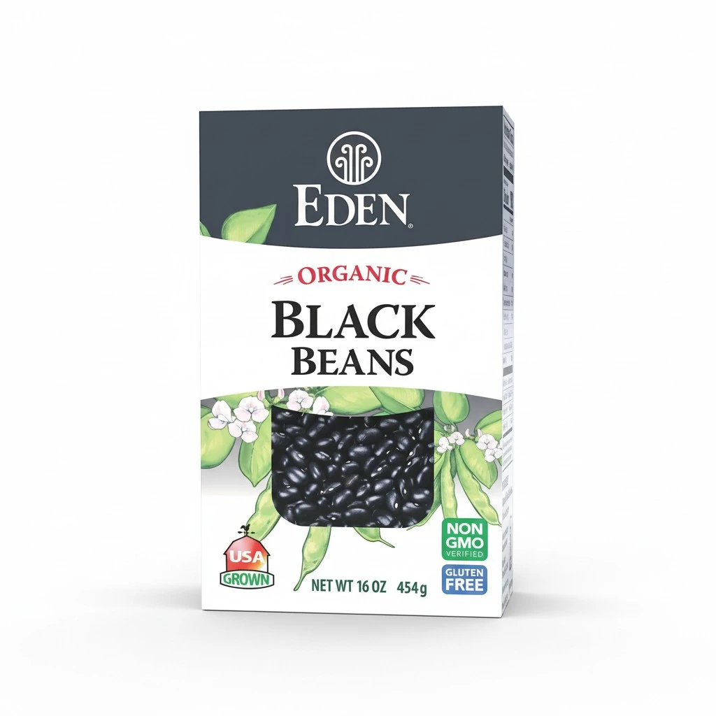 Eden Organic Dry Black Beans, 16 oz Box (1 lb), Non-GMO, U.S Grown, Turtle Beans, Frijol Negro, Caviar Criollo