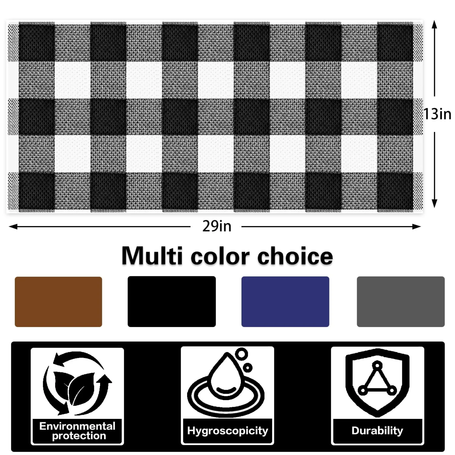 PY HOME & SPORTS Dish Towels Set, 100% Cotton Waffle Weave Kitchen Towels 4 Pieces, Super Absorbent Kitchen Hand Dish Cloths for Drying and Cleaning 13 x 29 Inches Black