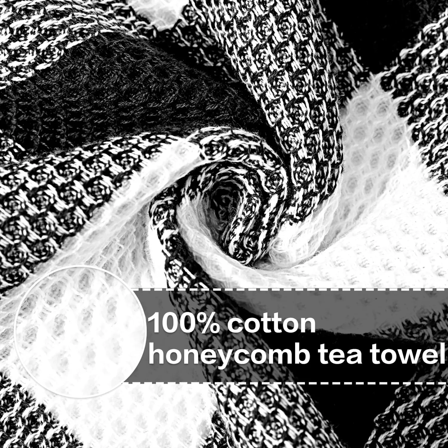 PY HOME & SPORTS Dish Towels Set, 100% Cotton Waffle Weave Kitchen Towels 4 Pieces, Super Absorbent Kitchen Hand Dish Cloths for Drying and Cleaning 13 x 29 Inches Black