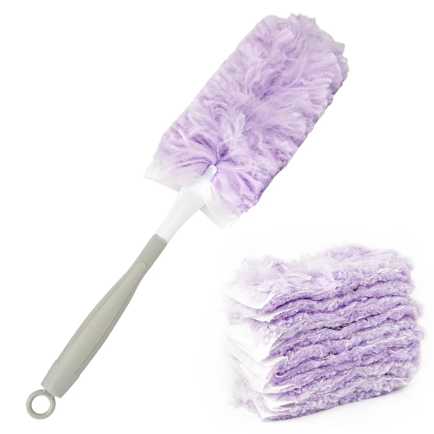 Duster Refill for Swiffer Duster, 10 Count Heavy Duty Dusters Refills, Multi-Surface 360 Dusters with 1 Handle for Cleaning (Purple)