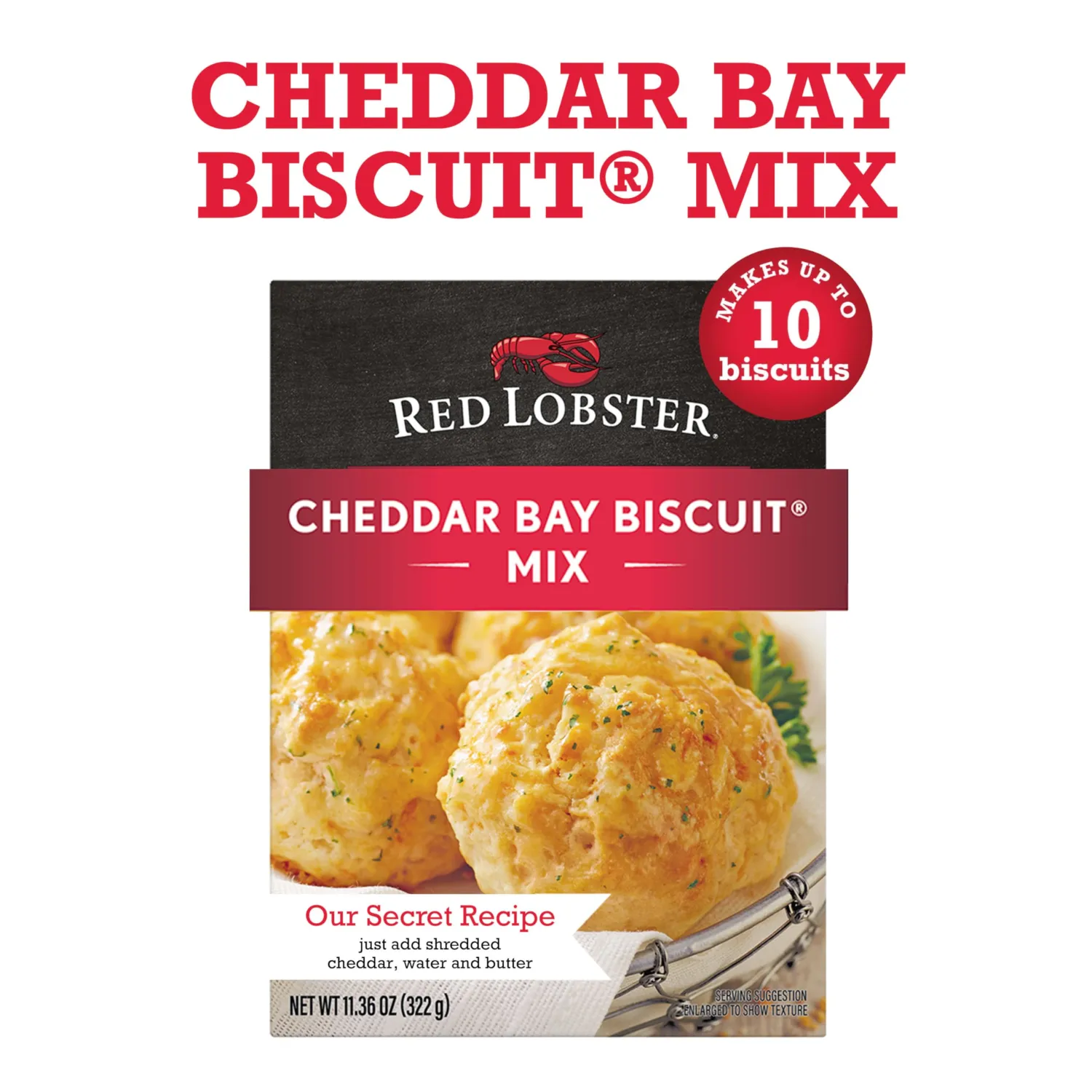Red Lobster Cheddar Bay Biscuit Mix, Garlic Herb Seasoning Included, Cheddar Biscuit Mix, 11.36 Oz Box