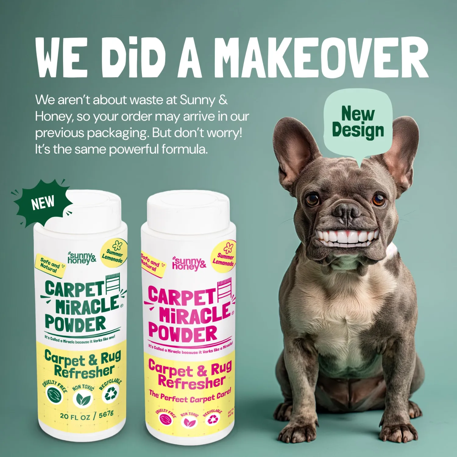 Sunny & Honey Carpet Miracle Powder - Dry Cleaner, Freshener & Deodorizer Powder for Kids & Pets, Lemonade Scent, 20 oz - Carpet Cleaner & Upholstery Deodorizer