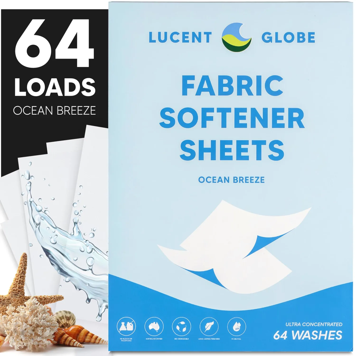 Fabric Softener Sheets for Washer - Softens & Freshens Laundry, Gentle on Fabrics & Skin - Free from Harsh Chemicals - Travel-Friendly Fabric Softener for Washing Machine (OB)