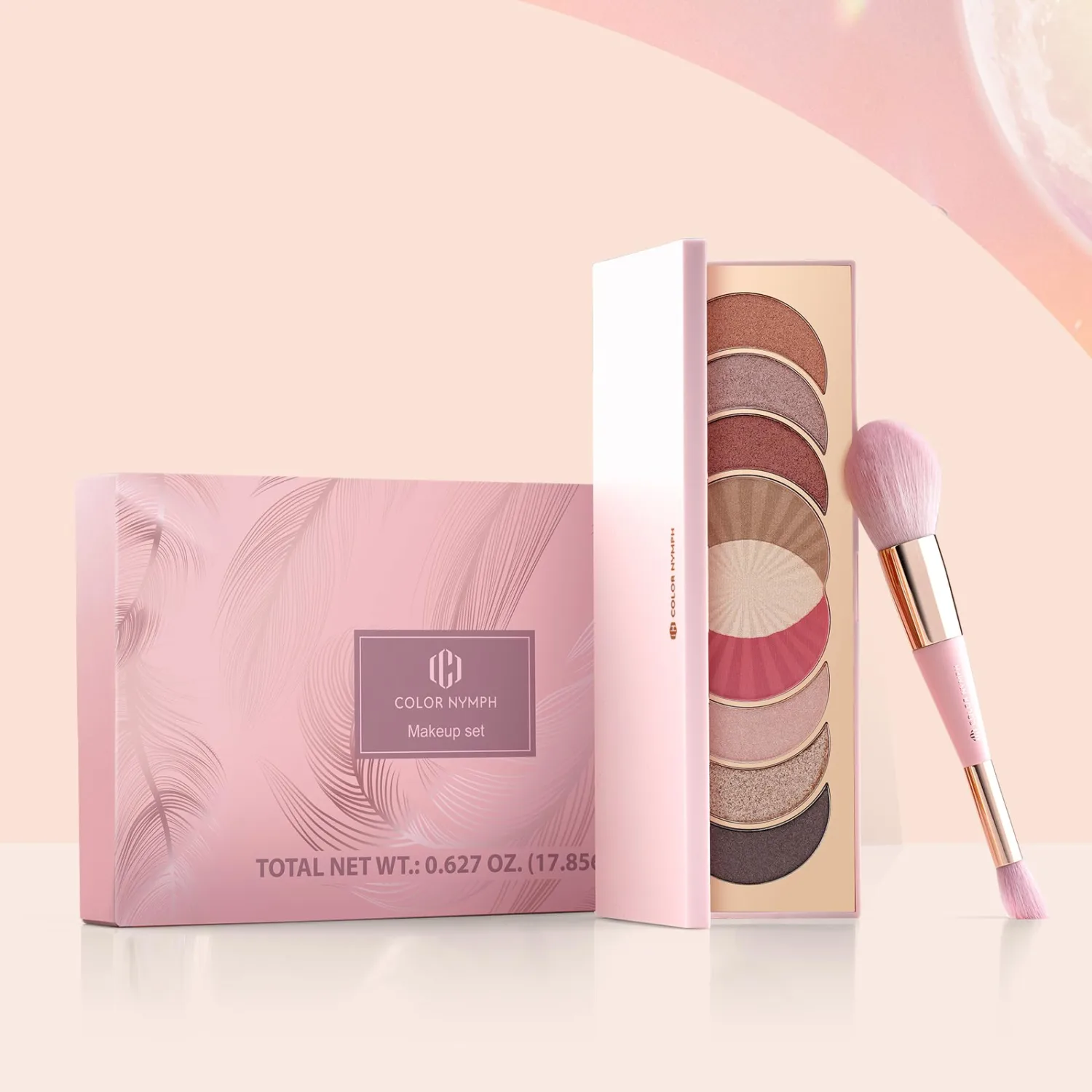 Color Nymph 9 Colors Eyeshadows Makeup Palettes, Highlighter Bronzer Blush Face Palettes, High-Pigment & Long Wearing Travel Makeup Pallet with Mirror, Dual-ended Brush, Make Up Gift for Women Girls