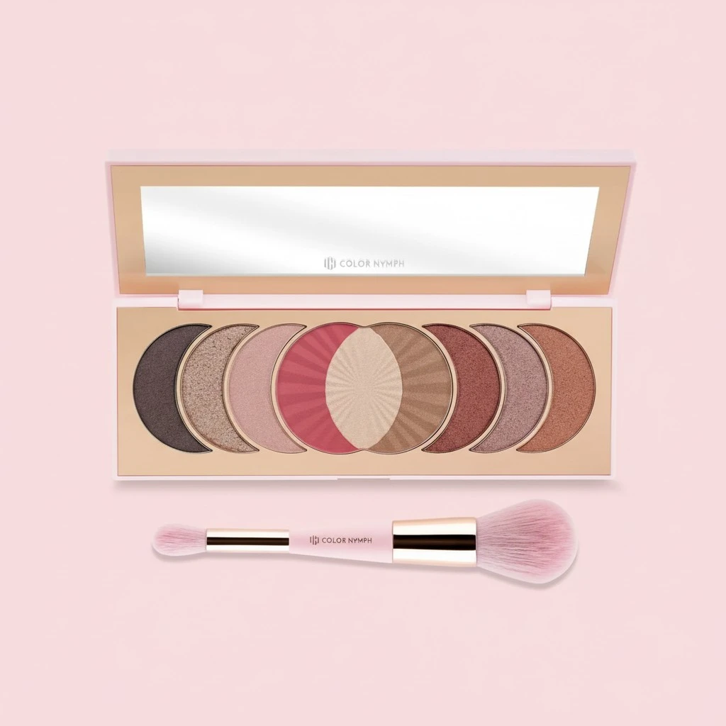 Color Nymph 9 Colors Eyeshadows Makeup Palettes, Highlighter Bronzer Blush Face Palettes, High-Pigment & Long Wearing Travel Makeup Pallet with Mirror, Dual-ended Brush, Make Up Gift for Women Girls