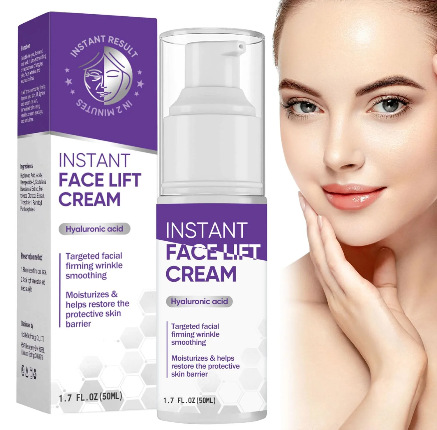 MOSKILA Instant Face Lift Cream, 2-Minute Temporary Skin Tightening Cream, Smoothing Fine Lines and Wrinkles for Face and Neck, 1.7Fl Oz