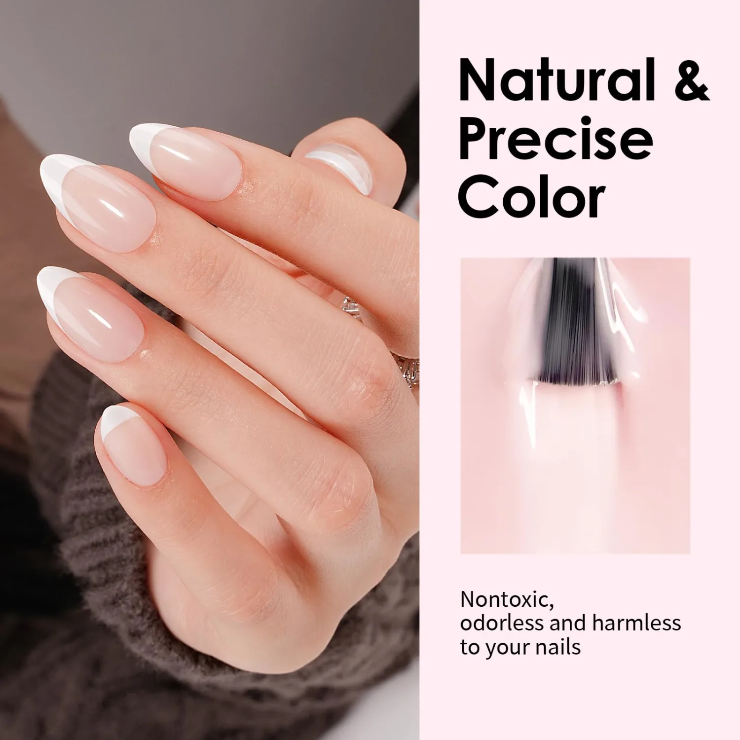 Canvalite French Tip Press On Nails, 30Pcs Short Almond Press on Nails Reusable Acrylic Fake Nails with Glue & Glue Remover Easy to Use Manicure Kit for Women, White