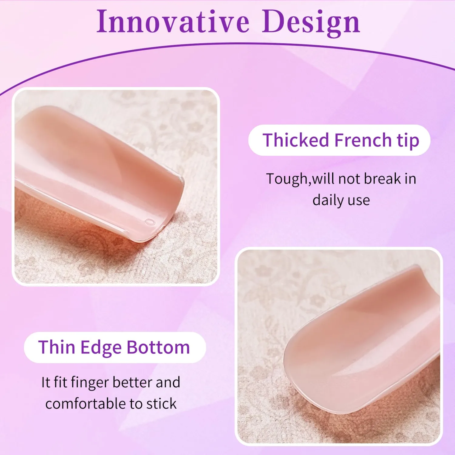 240pc French Tip Press on Nails Medium Fake Nails with Glue and Adhesive Tab, False Acrylic Nails Press on Nails Square Nail Tips Artificial Glue on Nails Press ons Fingernail Stick on Nails