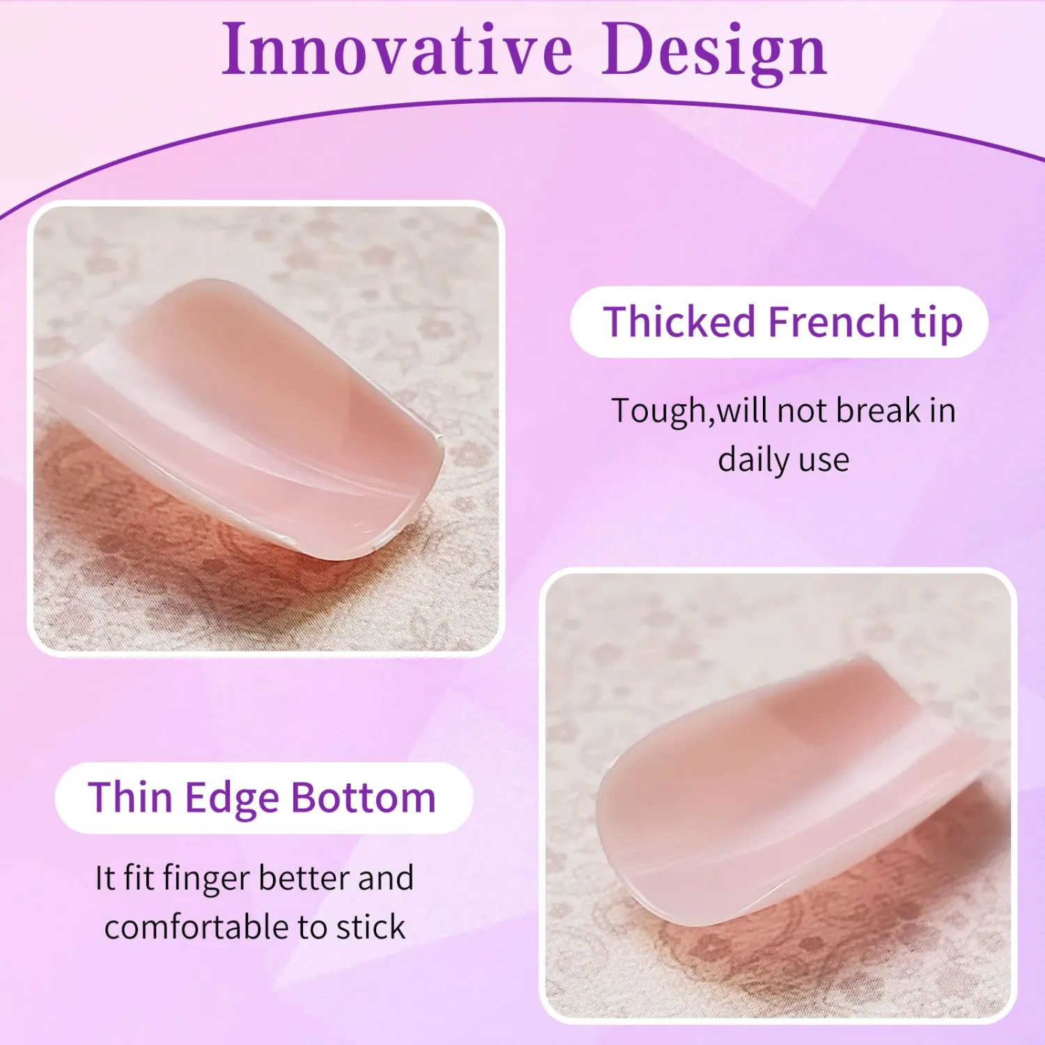 240pc French Tip Press on Nails Short Fake Nails with Glue and Adhesive Tab, False Acrylic Nails Press on Nails Square Nail Tips Artificial Glue on Nails Press ons Fingernail Stick on Nails