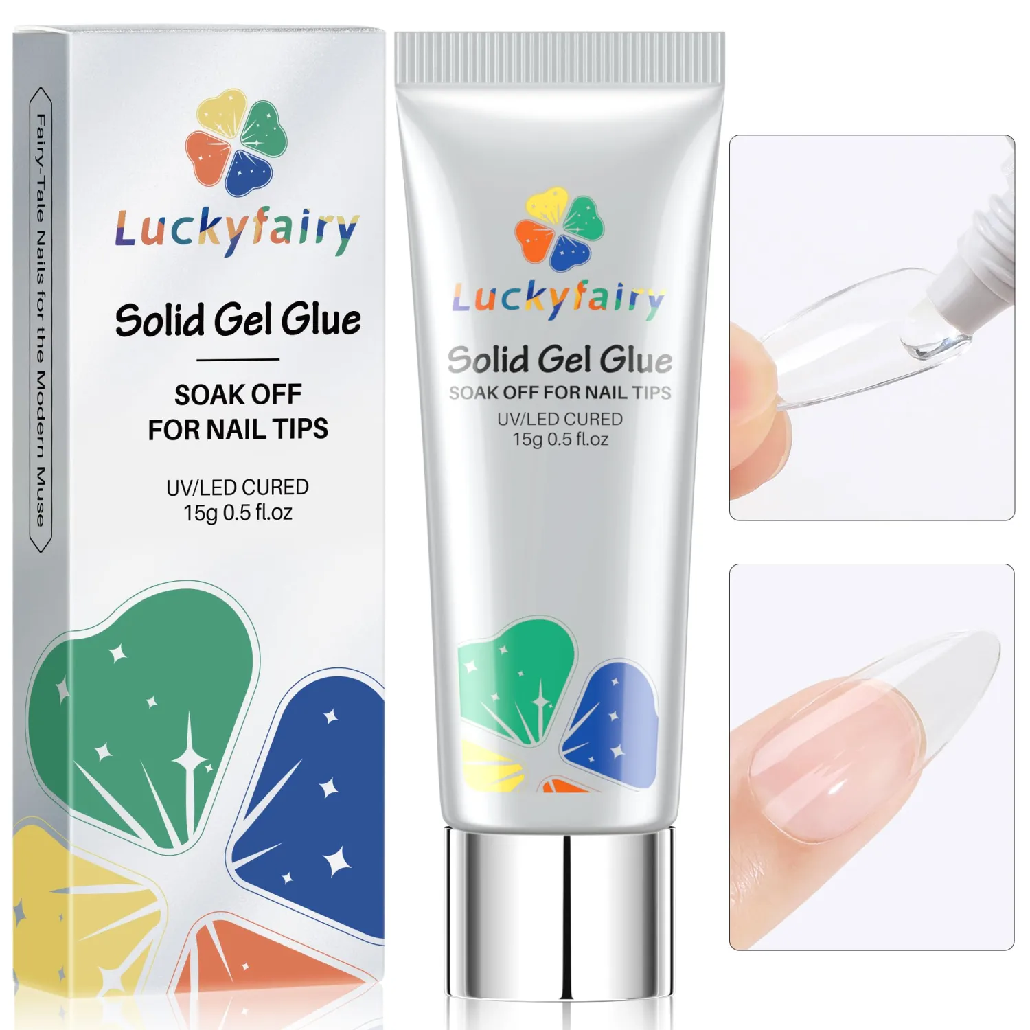 Soft Gel Nail Tips Glue, 15ml Solid Nail Gel Solid Soak Off Glue Super Strong Glue U V Cured Needed Acrylic Nail Gel for Nails Extension Fake Nails Press On Nails
