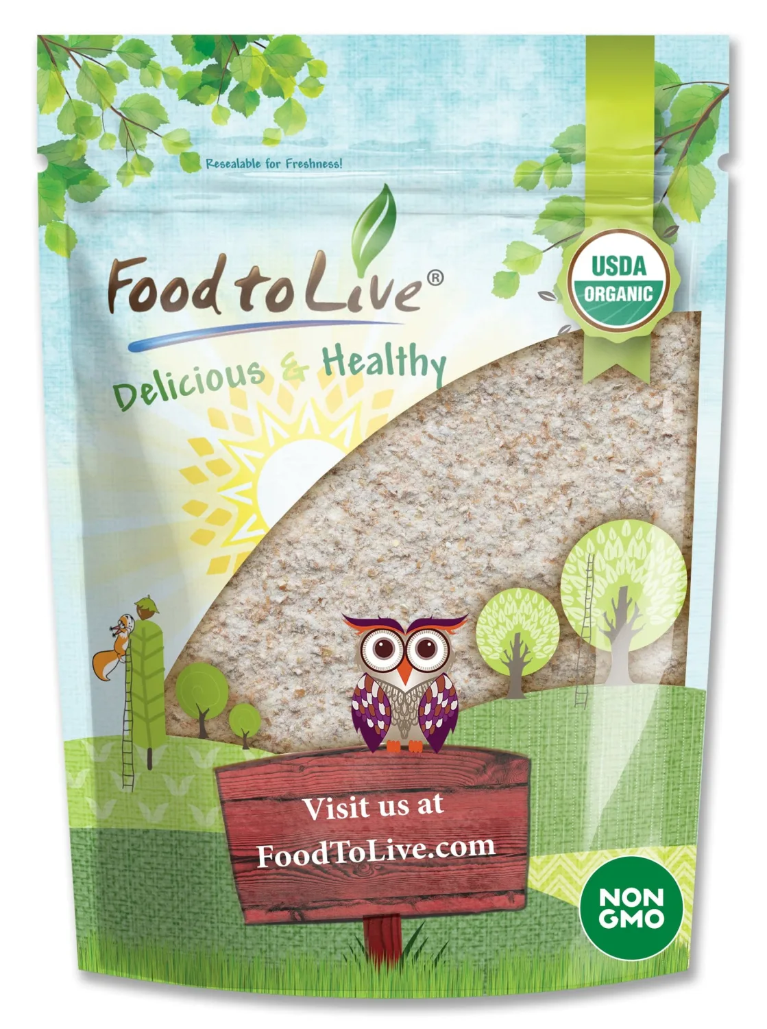 Food to Live Organic Whole Wheat Bread Flour, 8 Ounces - Whole Grain, Unbleached, Non-GMO, Kosher, Unbromated, Raw, Vegan, Bulk, Product of the USA