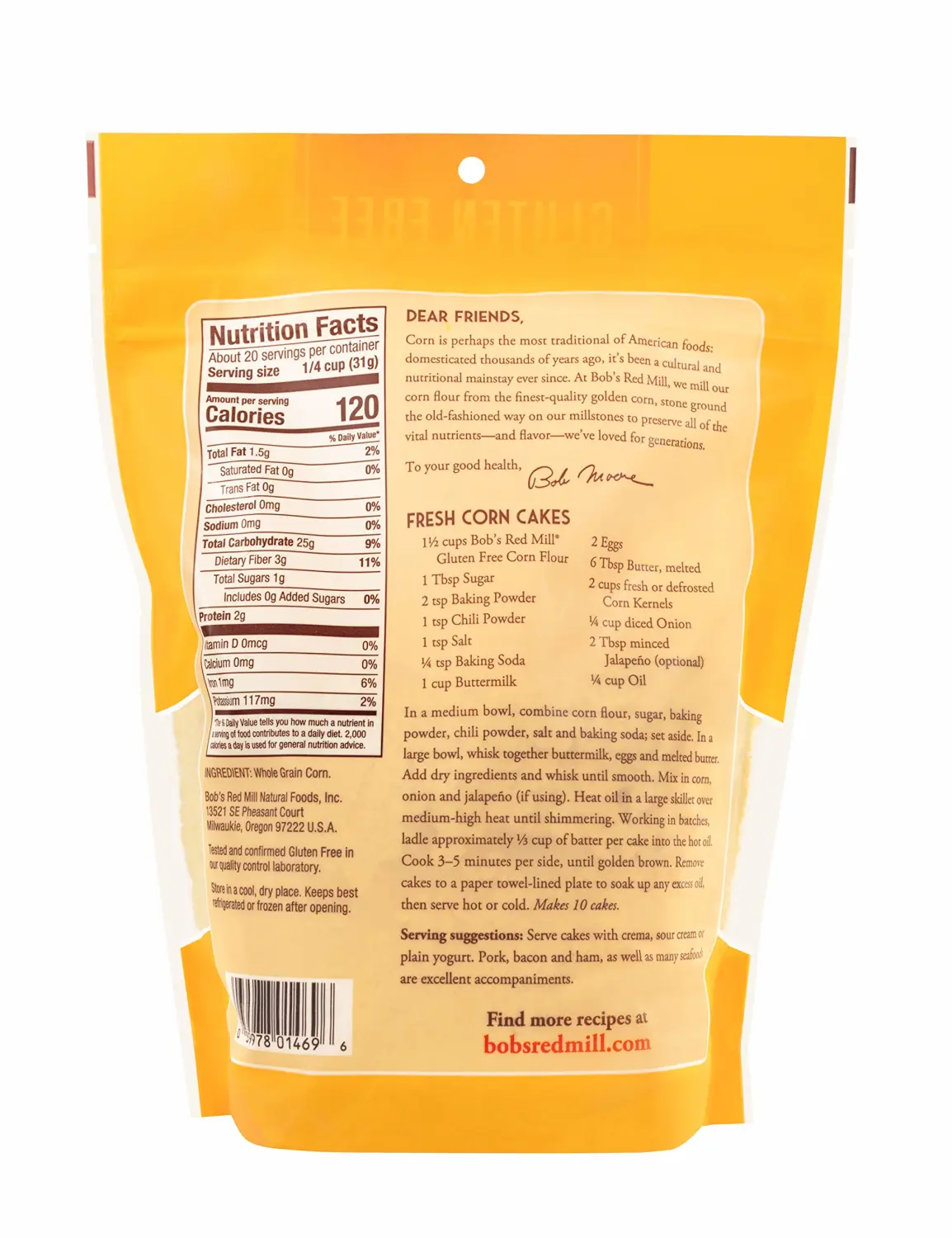 Bob's Red Mill Corn Flour, Whole Grain, Gluten Free, 22 Ounces (Pack Of 4)