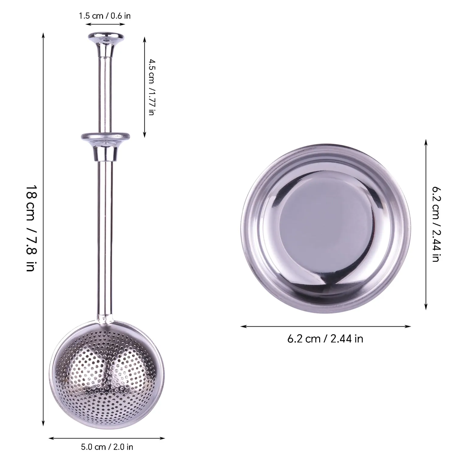 Flour Sifter, Flour Duster for Baking, 304 Stainless Steel Powdered Sugar Spring Duster for Baking, Sifting Sugar, Flour, Spices and Tea Strainers, Small Tray Included.