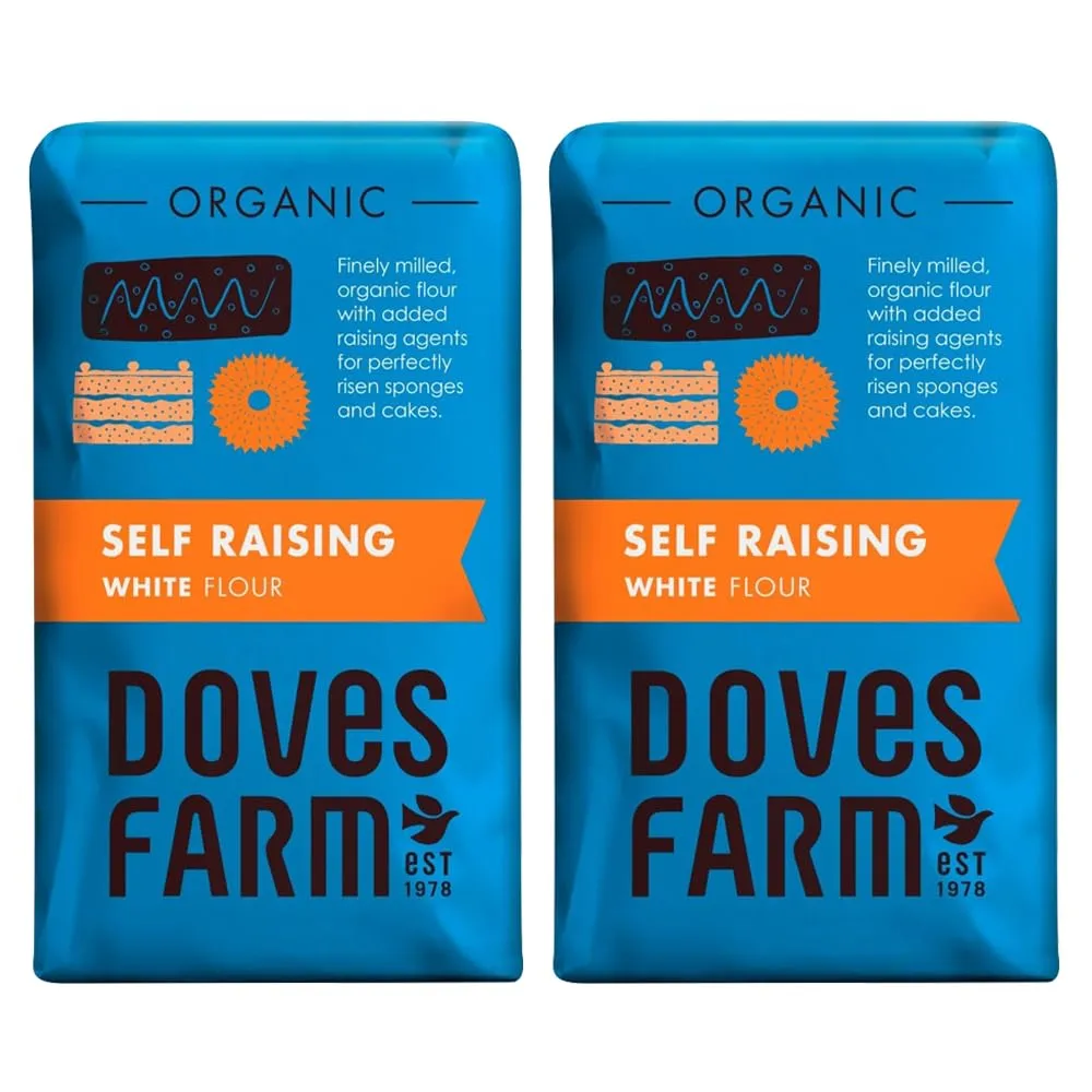 Doves Farm Organic Self Raising White Flour | Versatile Self Rising Flour for Different Dishes | Ideal for Cakes or Baking | UK Milled | Kosher | 35.27 Oz (2 Packs of 1 kg)