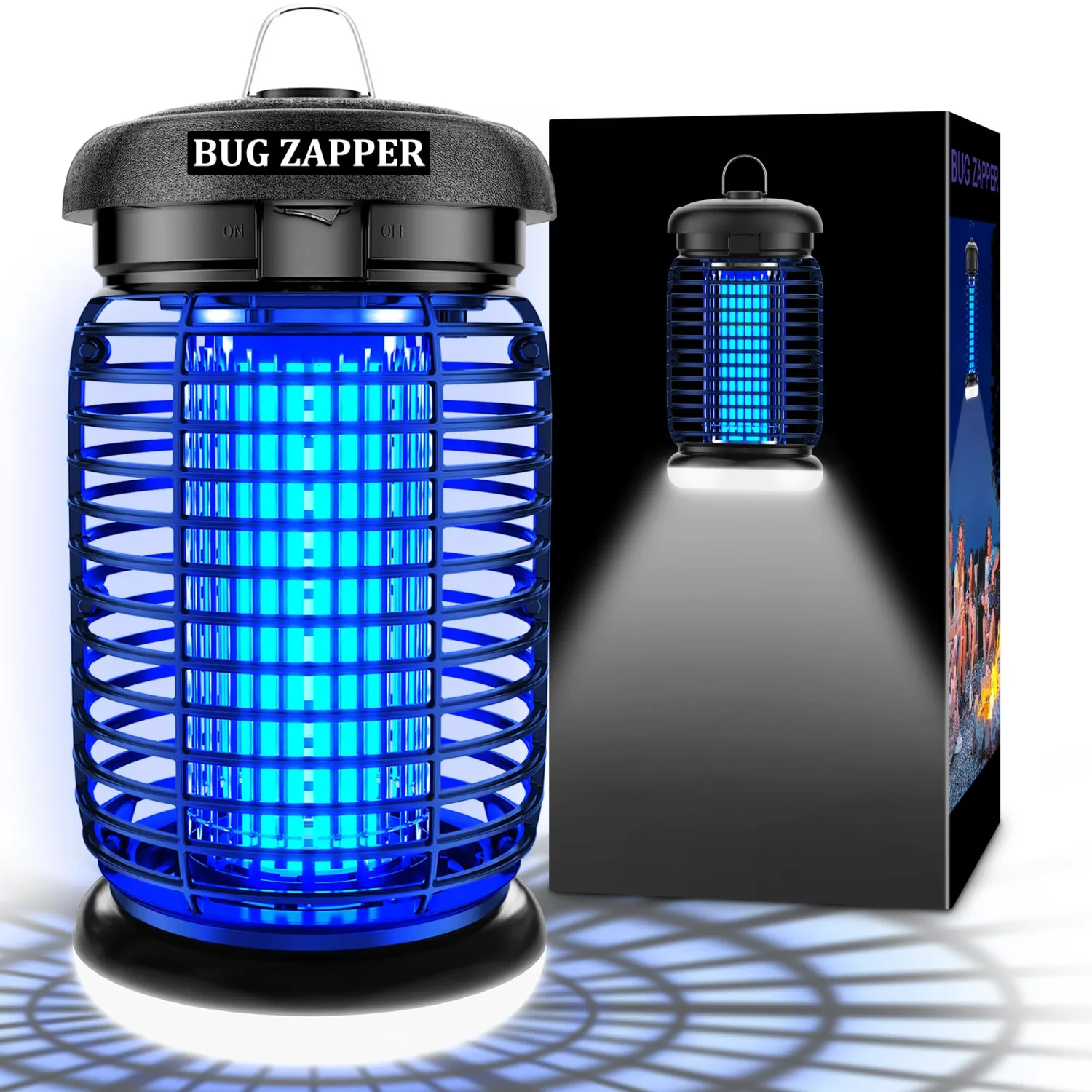 Bug Zapper Outdoor & Indoor with LED Light - IPX4 Waterproof Mosquito Killer, Electric Fly Trap for Outside, Patio, Yard, Garage - Hanging Insect Catcher, High Voltage, Replaceable Bulbs