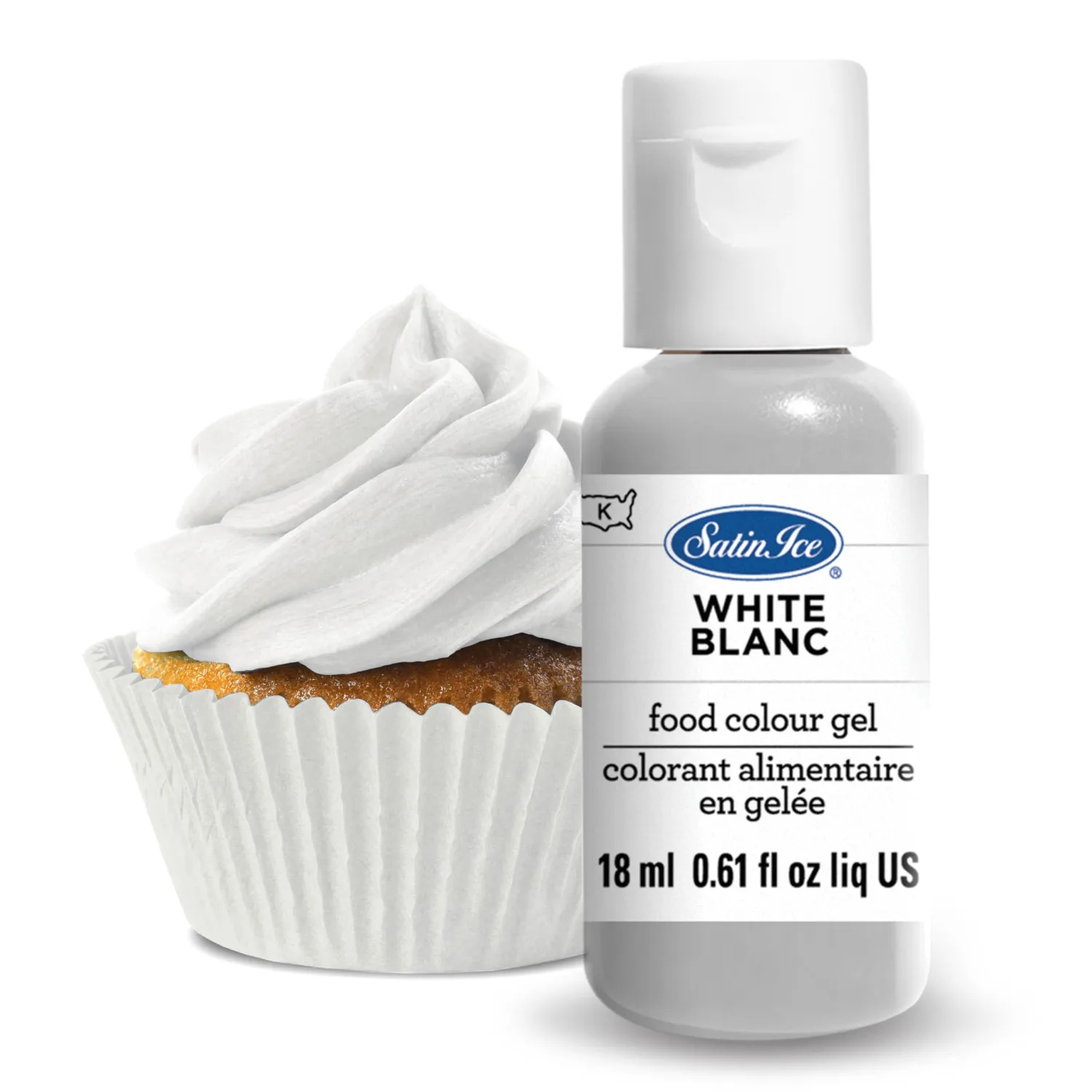 Satin Ice Food Color Liquid Gel, 0.61 fl oz Bottle, White