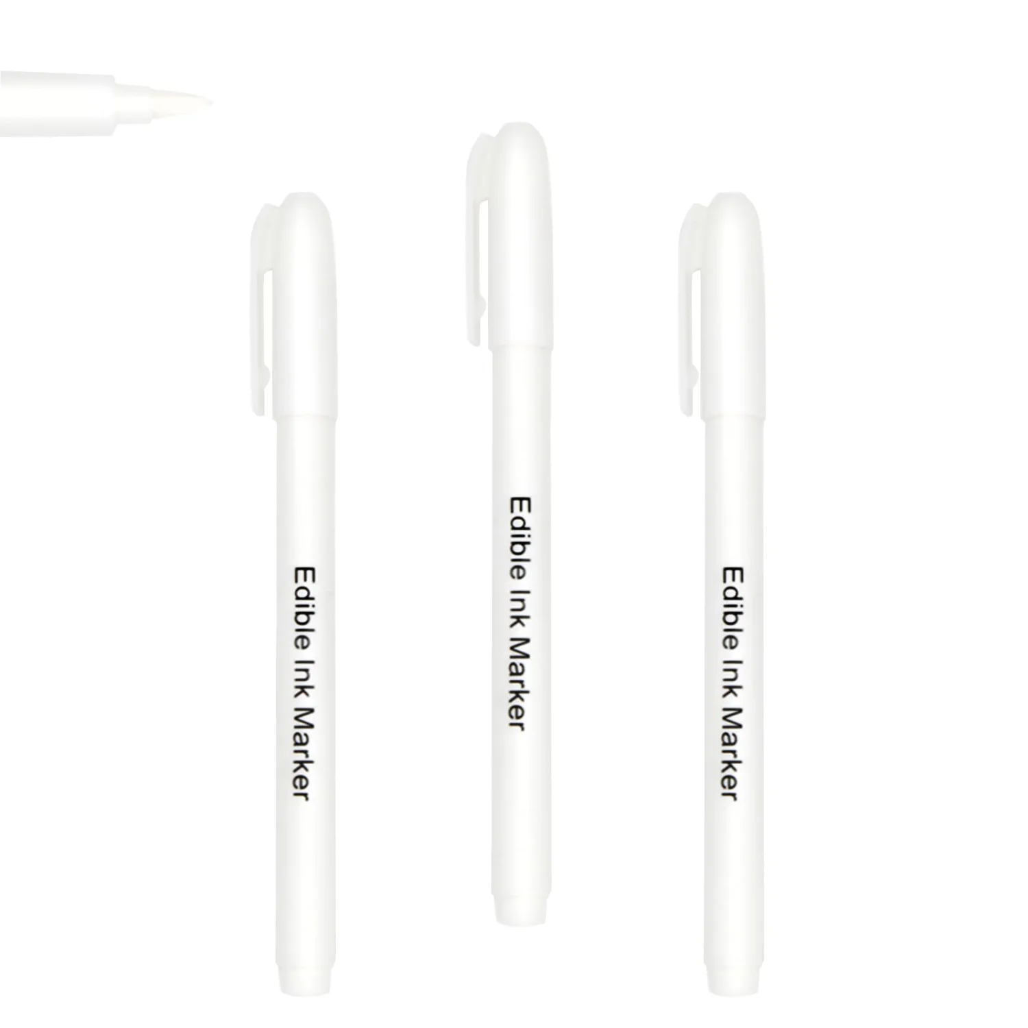 3pcs White Food Coloring Markers, Edible Ink Pen with Upgraded Smooth Tip, Food Grade Markers For Cookie Decoration, Fondant,Cake,Frosting Decorating Supplies by Edibleink