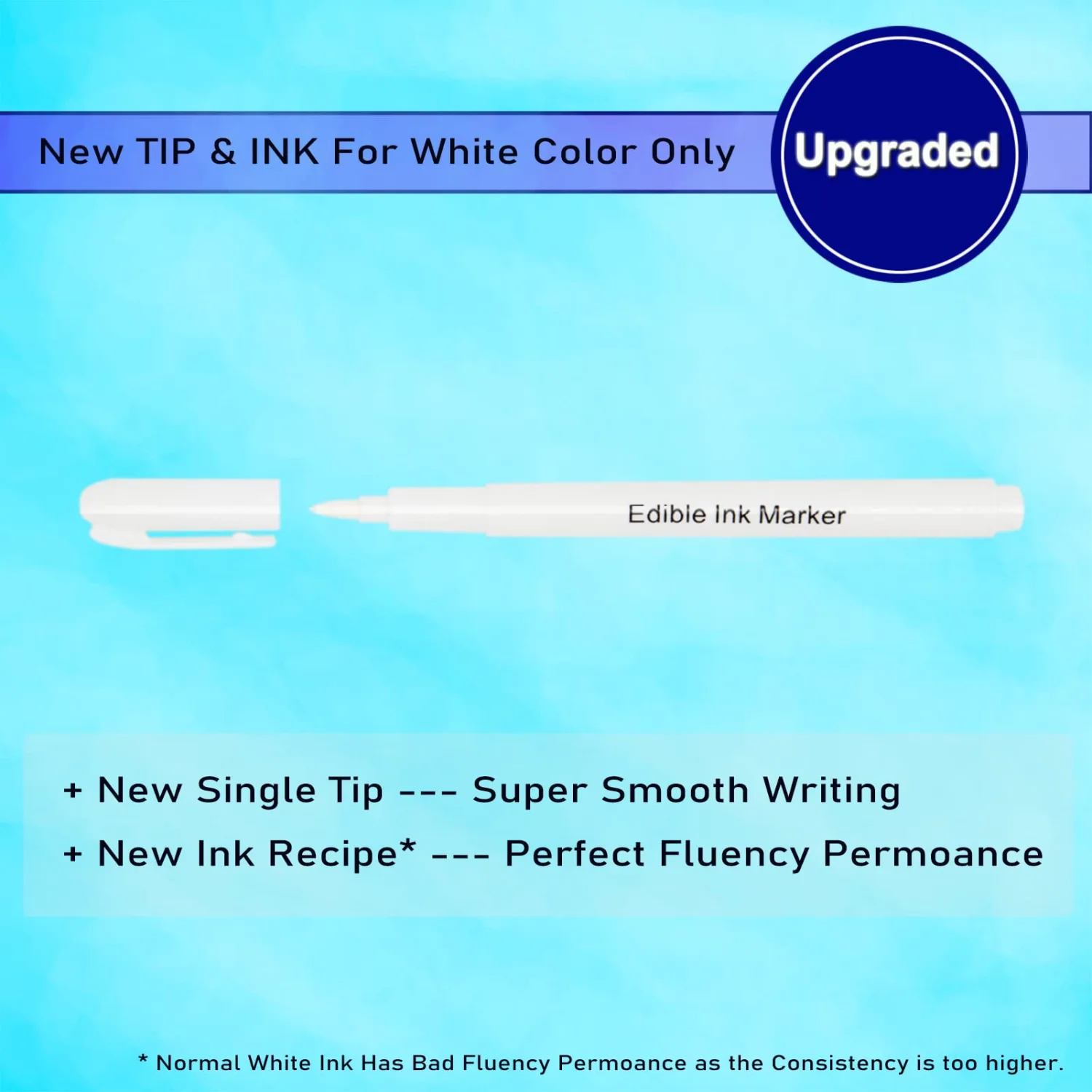 3pcs White Food Coloring Markers, Edible Ink Pen with Upgraded Smooth Tip, Food Grade Markers For Cookie Decoration, Fondant,Cake,Frosting Decorating Supplies by Edibleink