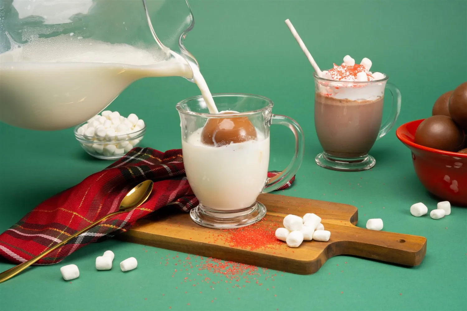 Frankford Hot Chocolate BOMB Variety Pack of 8 Individually Wrapped Hot Cocoa Balls Gift Set, Salted Caramel, Milk Chocolate, Peppermint, Winter Beverage