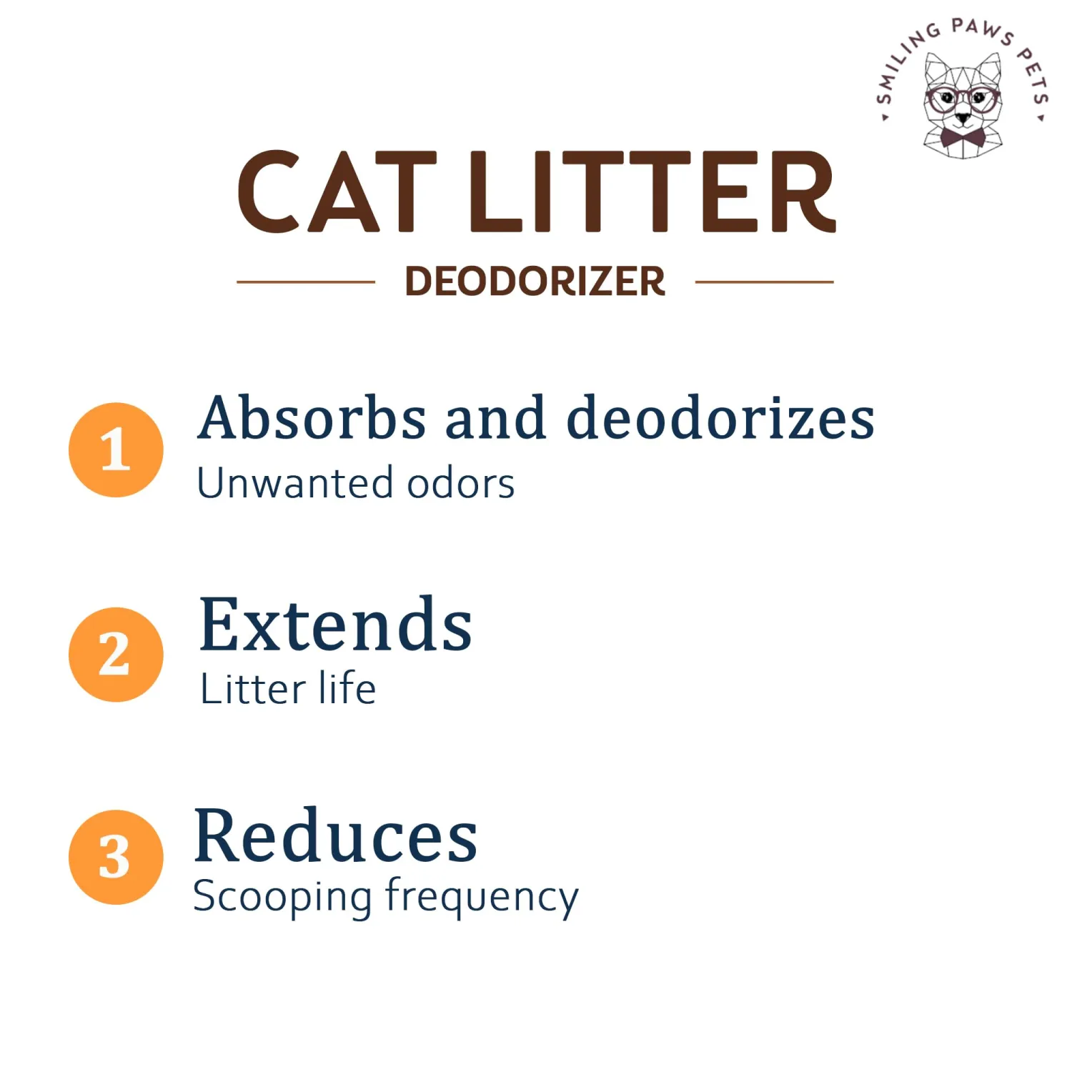 Smiling Paws Pets Organic Cat Litter Deodorizer - Kitty Litter Deodorizer, Box Scent Remover, and Moisture Absorber - Keeps Litter 100% Fresh - 3-in-1 Pet Odor Eliminator and Neutralizer