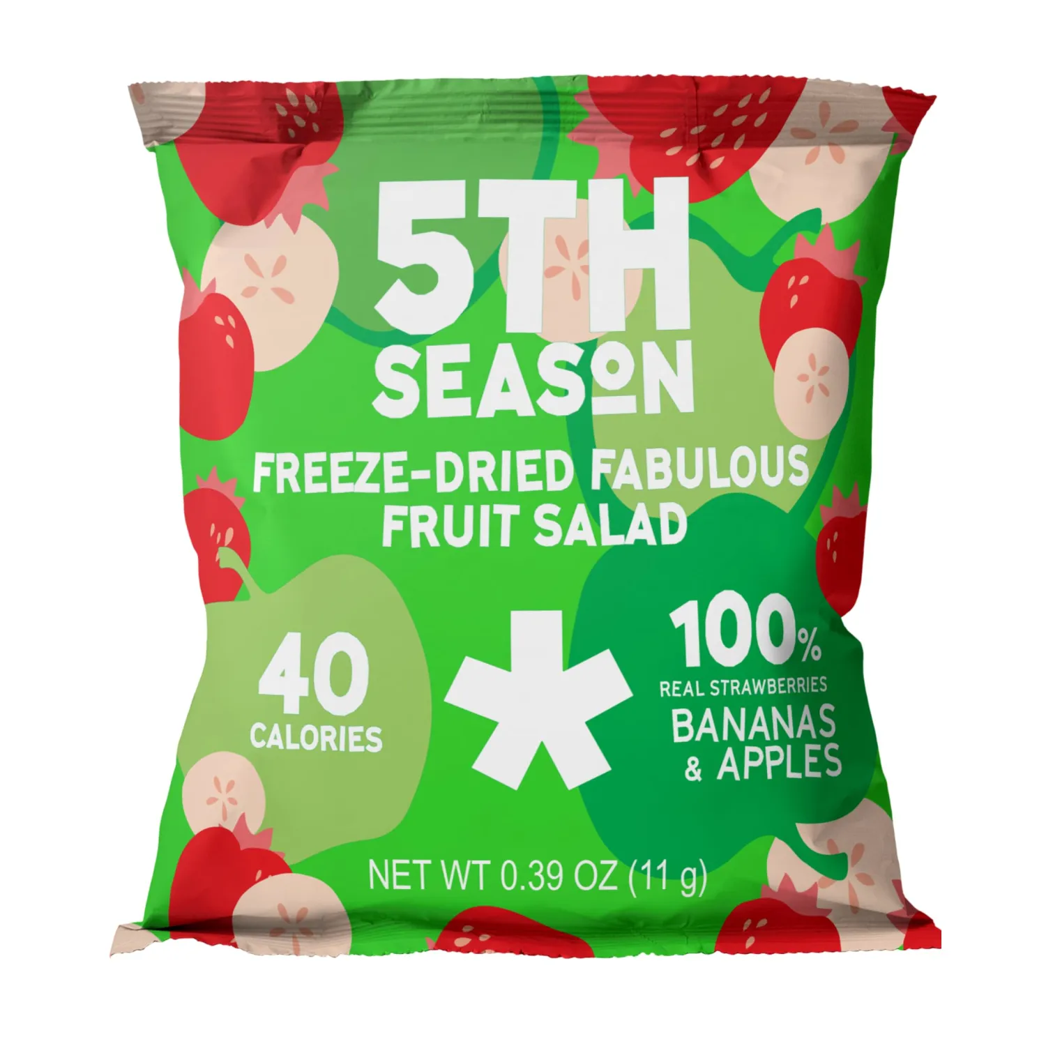 5th Season Freeze Dried Fruit Snacks Fruit Salad - 100% Bananas, Strawberries, & Apples, 40 Calories Per Bag (6 Pack, 80g each)