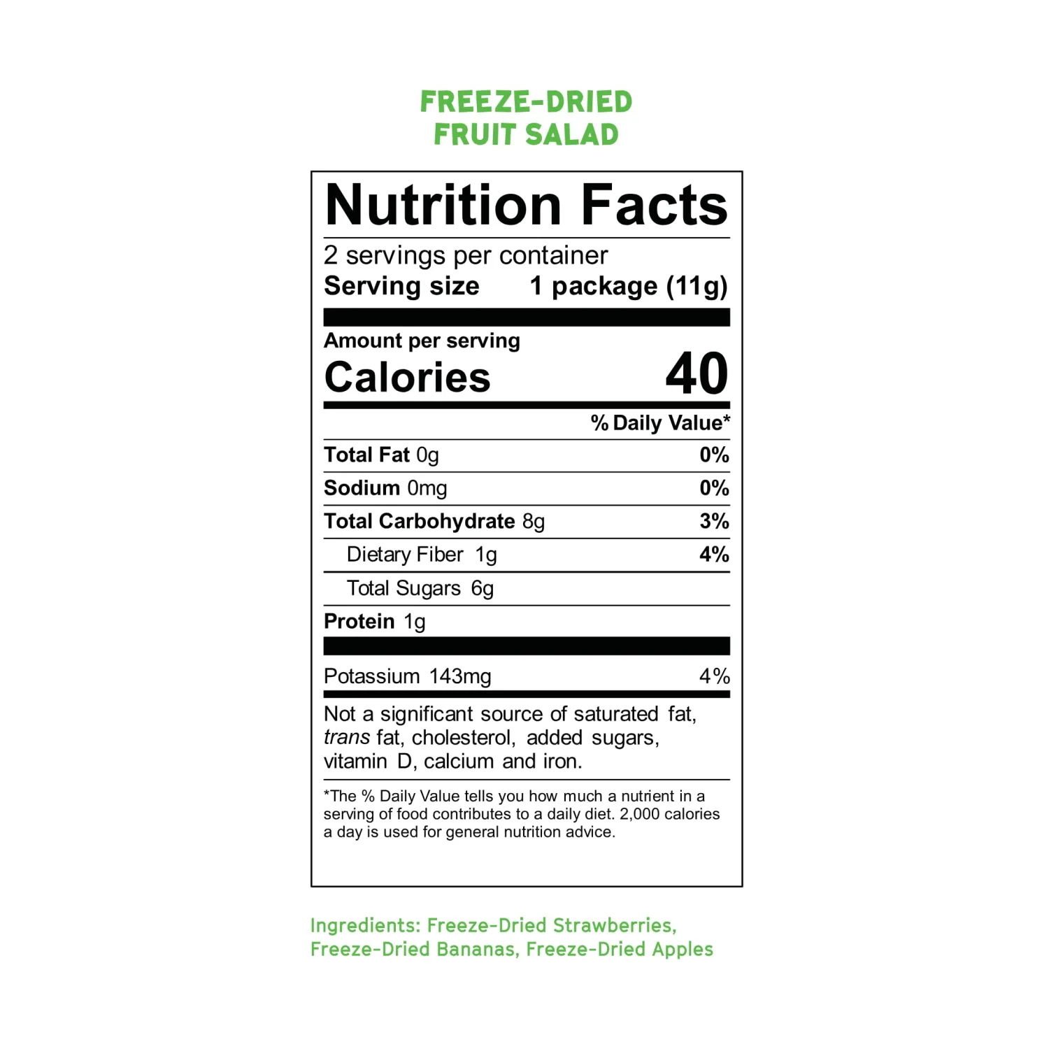5th Season Freeze Dried Fruit Snacks Fruit Salad - 100% Bananas, Strawberries, & Apples, 40 Calories Per Bag (6 Pack, 80g each)