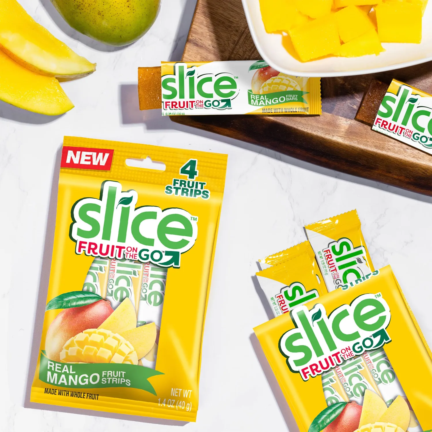 SLICE Fruit Bars, Mango, Vegan, Bulk Pack, Gluten-Free, Fat-Free, Natural Flavors & Colors, Perfect On-The-Go Snack, 12 packs of 4 0.35 Ounce Bars (48 Total)