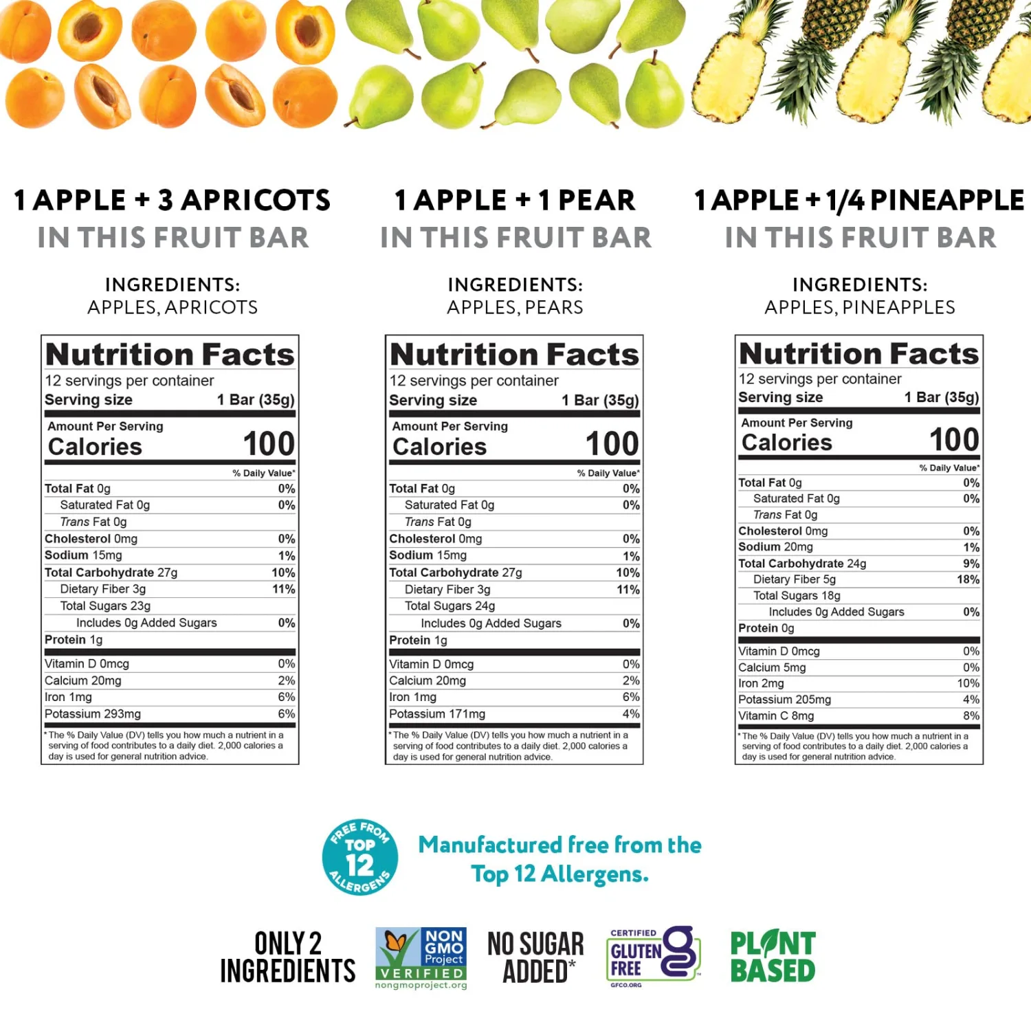 That's it. (36 Count) Variety Pack | Apricot, Pear, and Pineapple Flavors | 100% Natural Real Fruit Bars Plant-based, Vegan, Gluten-free, No Added Sugar, Top 12 Allergen Free